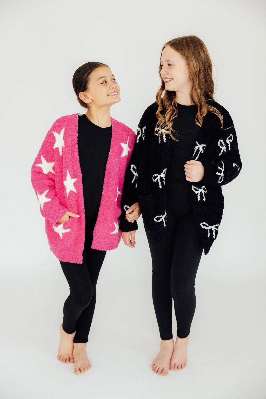 Mila & Rose ® Mila Rose Black Coconut Bow Cozy Cardigan For Girls - Apparel & Accessories > Clothing > Clothing Tops > Cardigans Cozy Cardigan