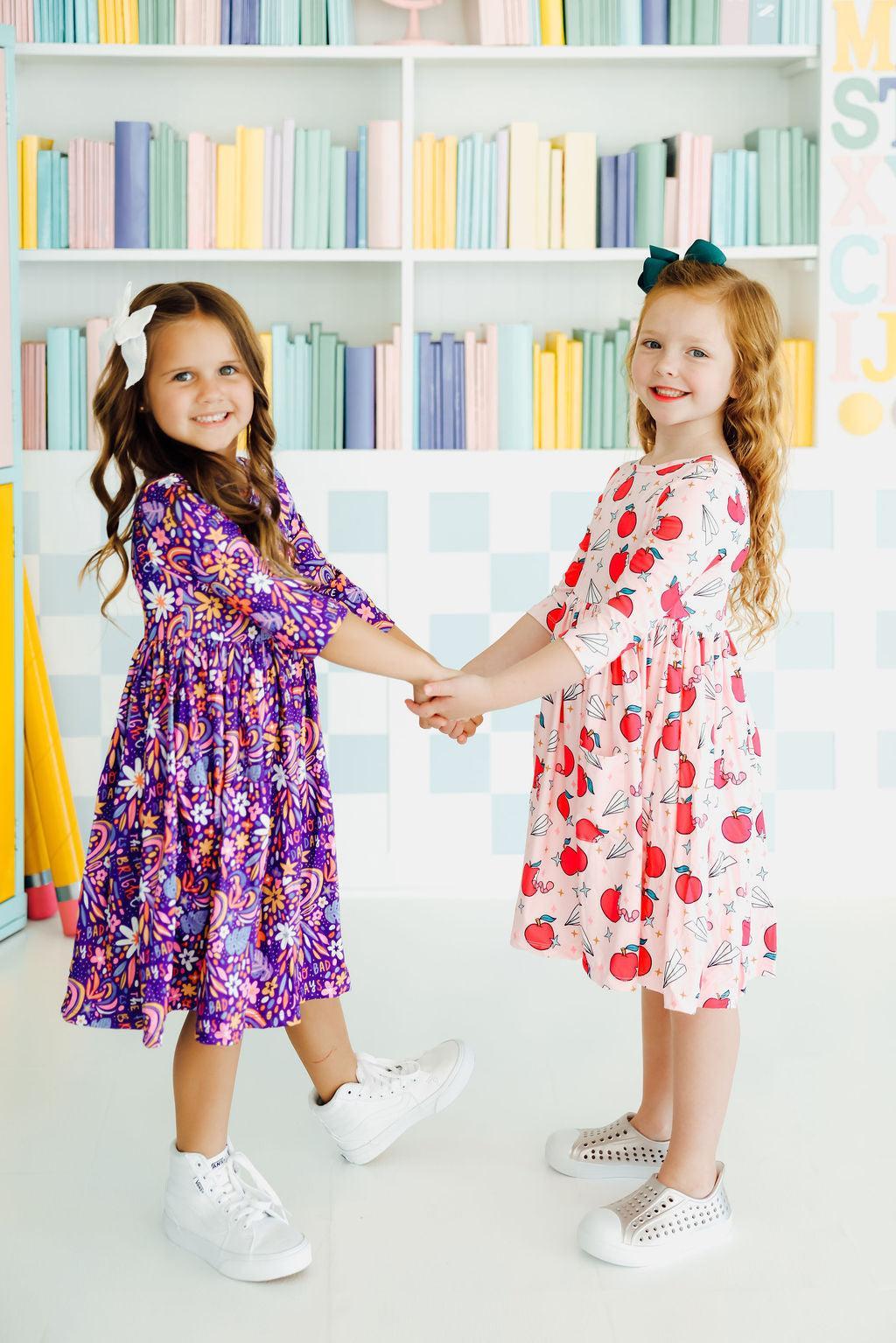 Mila & Rose ® Star Student Twirl Dress With Pocket Three Quarter Sleeve - Apparel & Accessories > Clothing > Dresses Twirl Pocket Dress 3/4