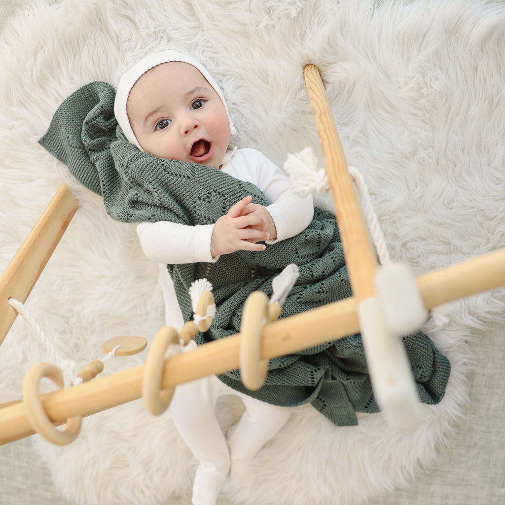 100 Percent Cotton Luxury Knit Heart Swaddle Baby Blanket Bleu La La