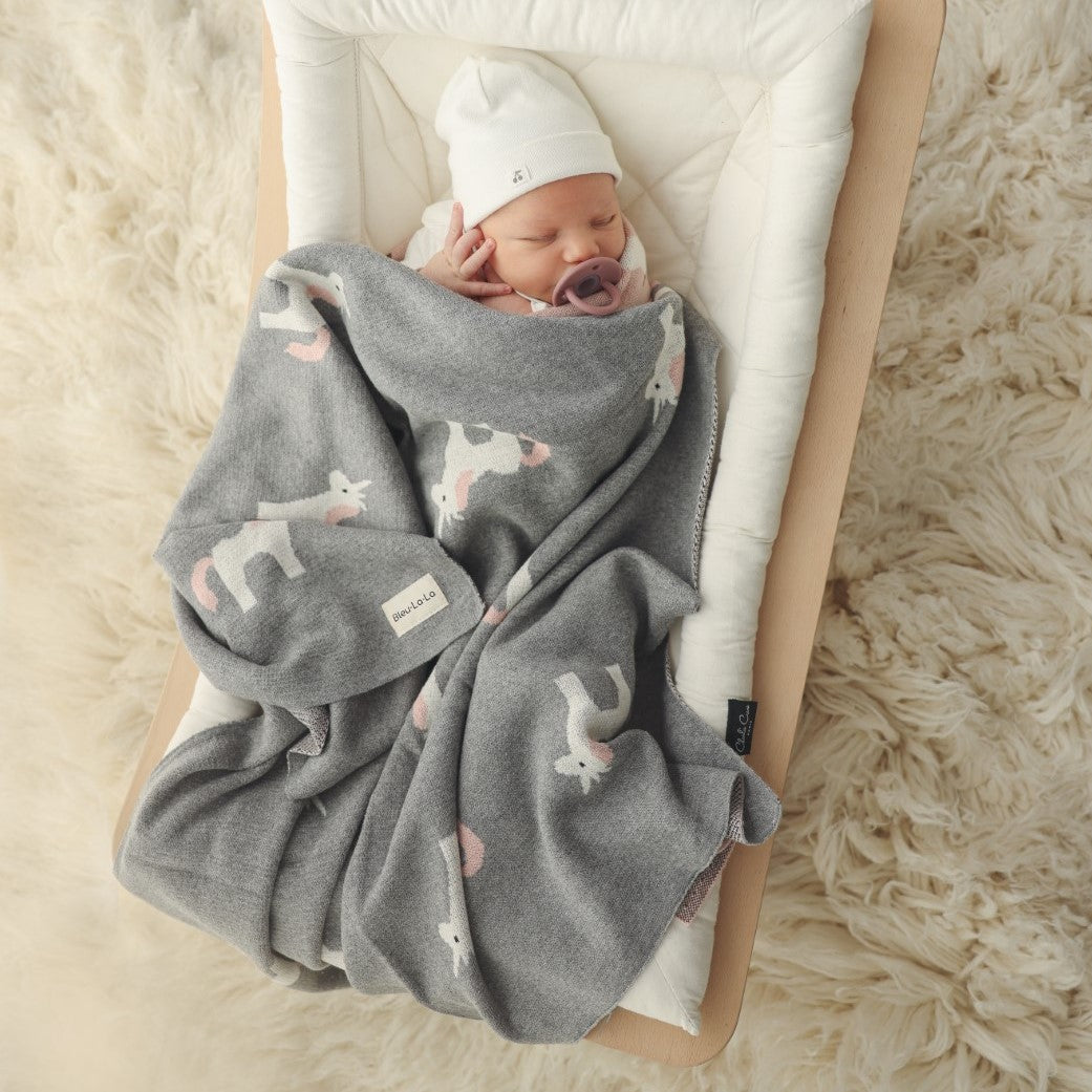 Knit Unicorn Blanket for Babies Made with 100 Percent Pure Cotton Bleu La La