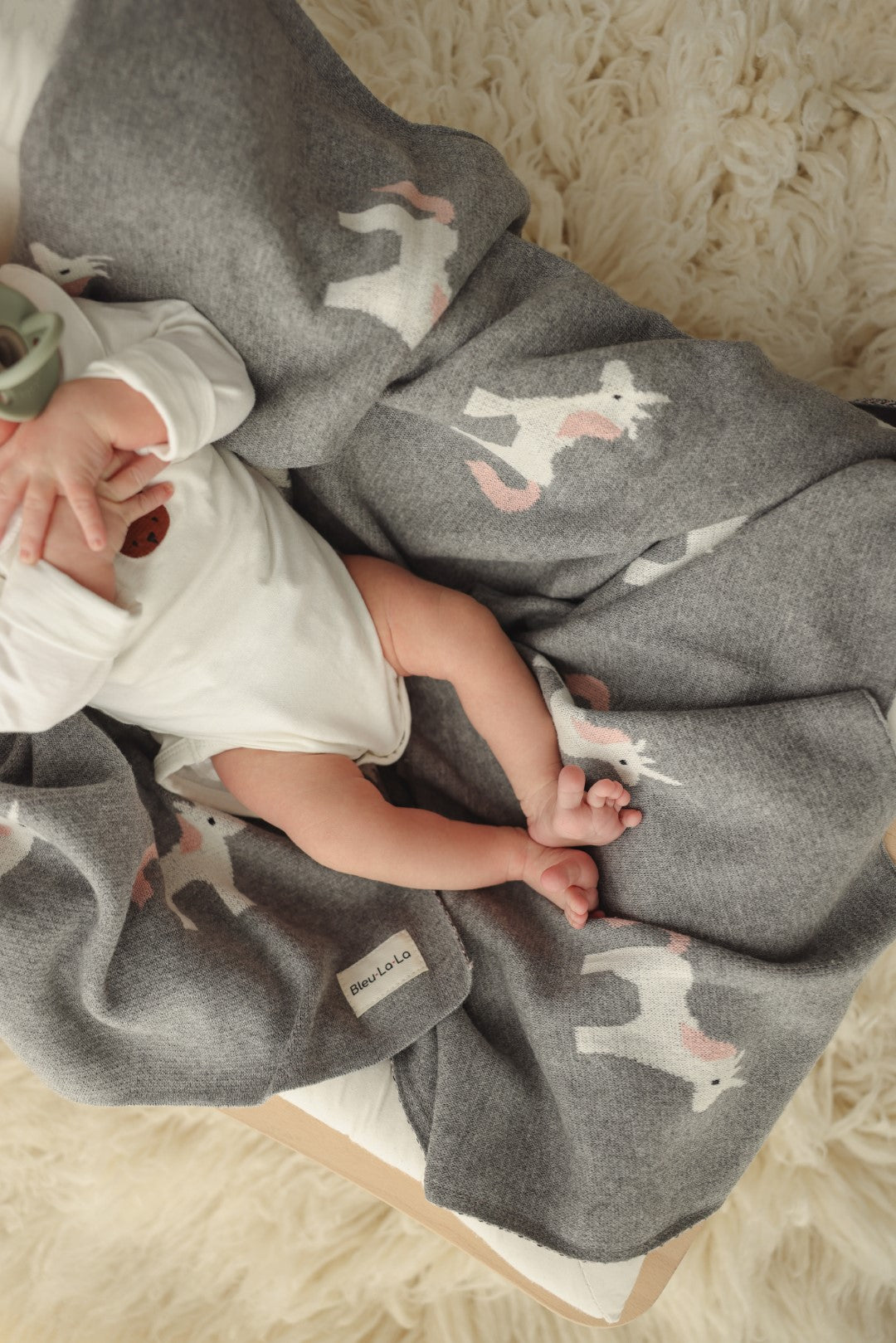Knit Unicorn Blanket for Babies Made with 100 Percent Pure Cotton Bleu La La