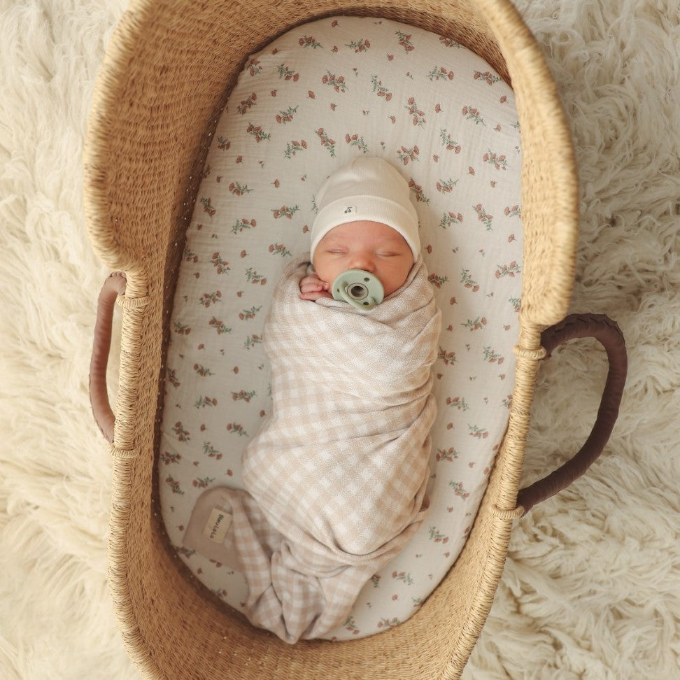 Checkered Knit Baby Blanket - Pure Cotton Comfort for Year-Round Coziness Bleu La La