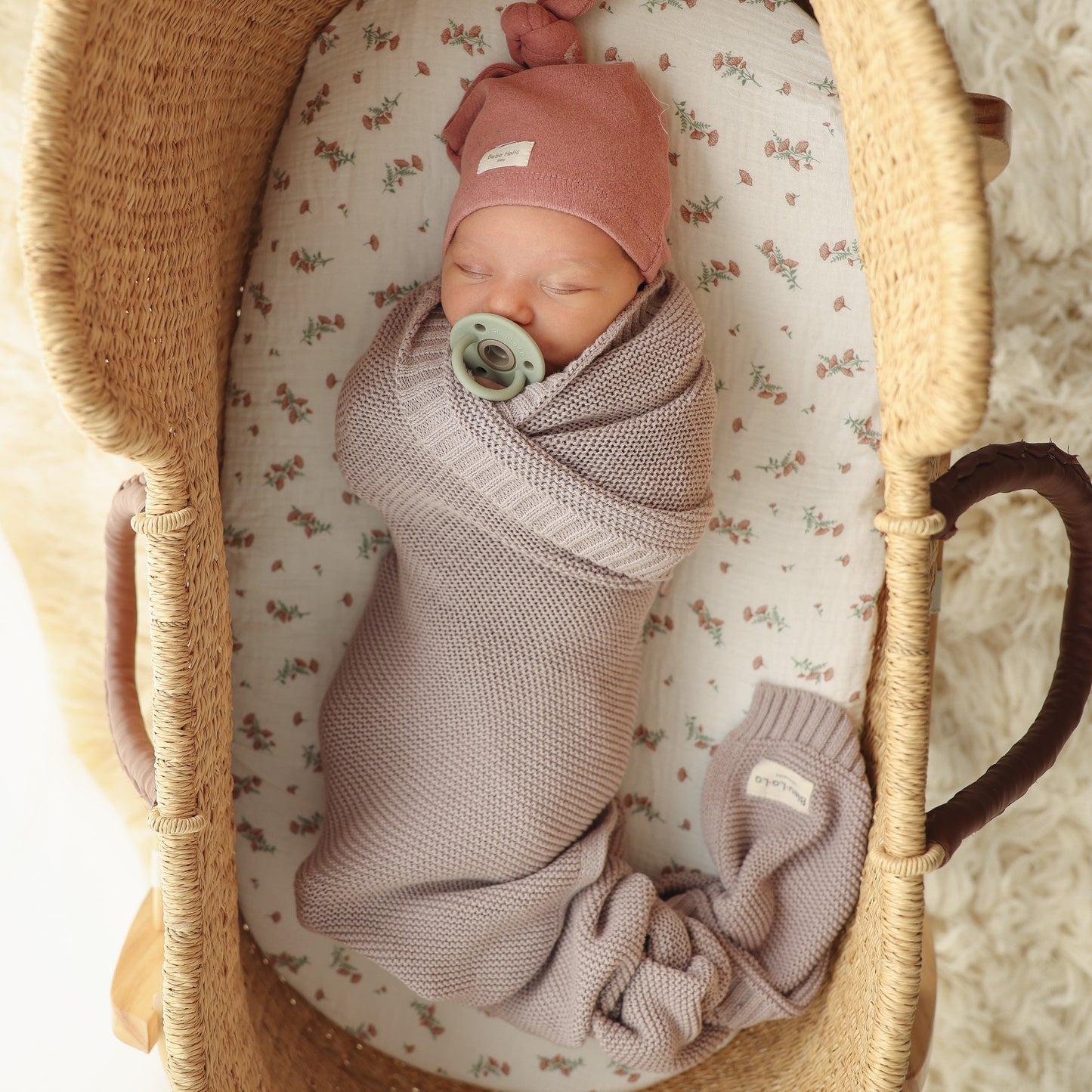 Heritage Knit 100 Percent Organic Cotton Luxury Knit Baby Swaddle Blanket Bleu La La