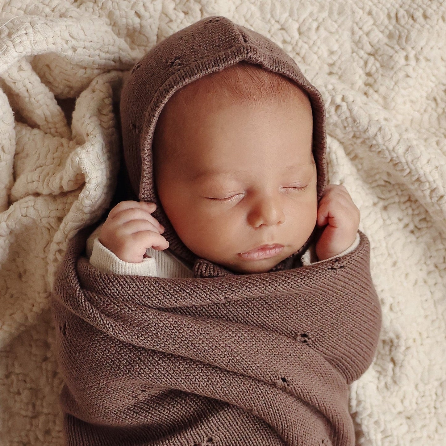 Organic Pointelle Swaddle Blanket and Hat Gift Set Bleu La La