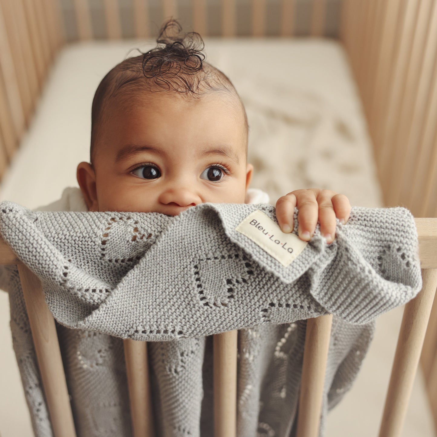 100 Percent Cotton Luxury Knit Heart Swaddle Baby Blanket Bleu La La