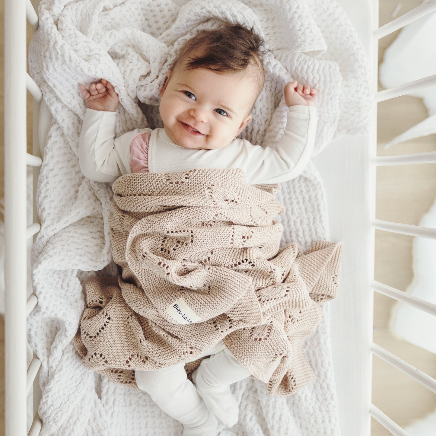 100 Percent Cotton Luxury Knit Heart Swaddle Baby Blanket Bleu La La