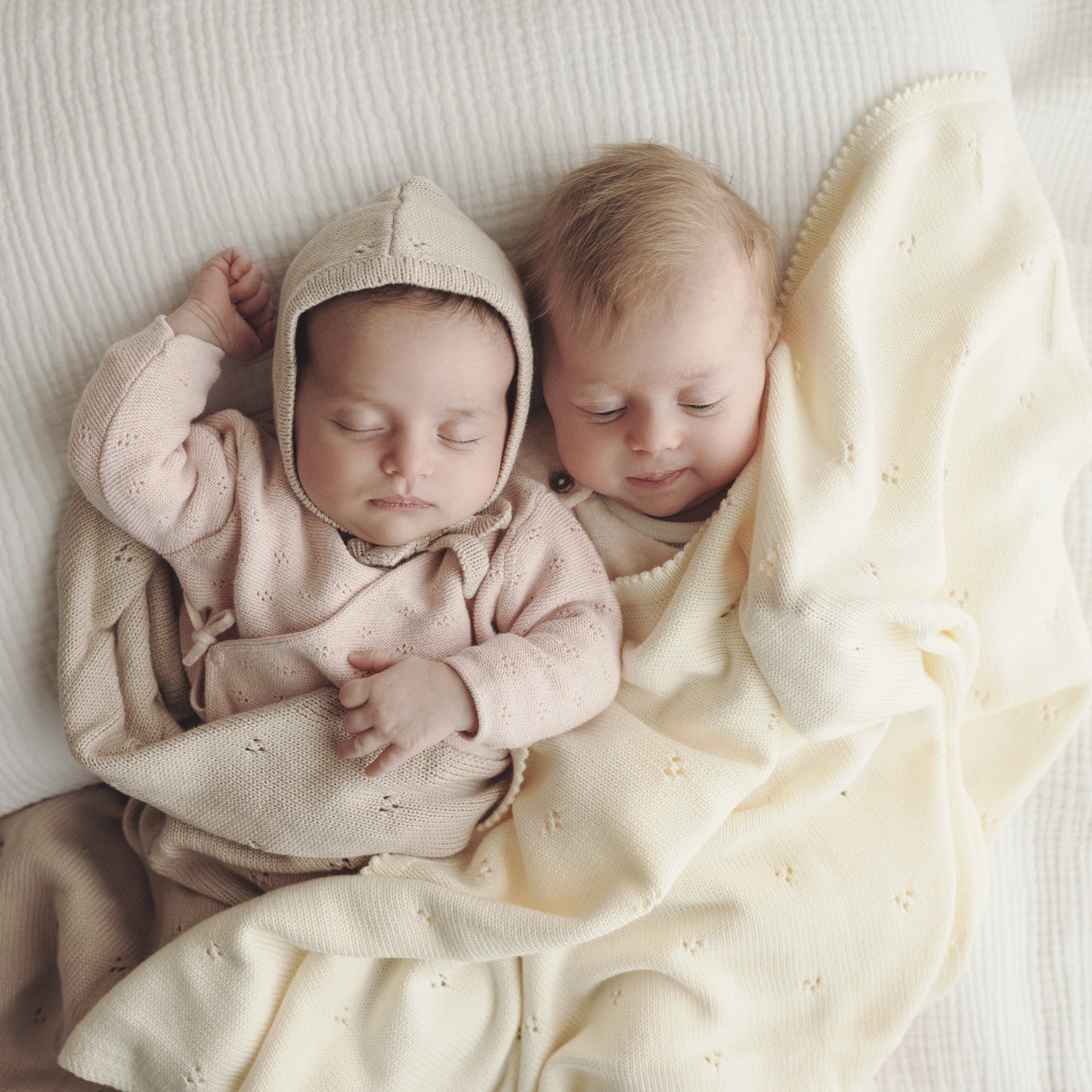 Organic Pointelle Swaddle Blanket and Hat Gift Set Bleu La La
