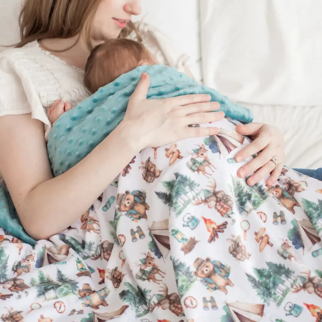 Baby & Toddler Minky Blanket - Let's Go Camping Honey Lemonade