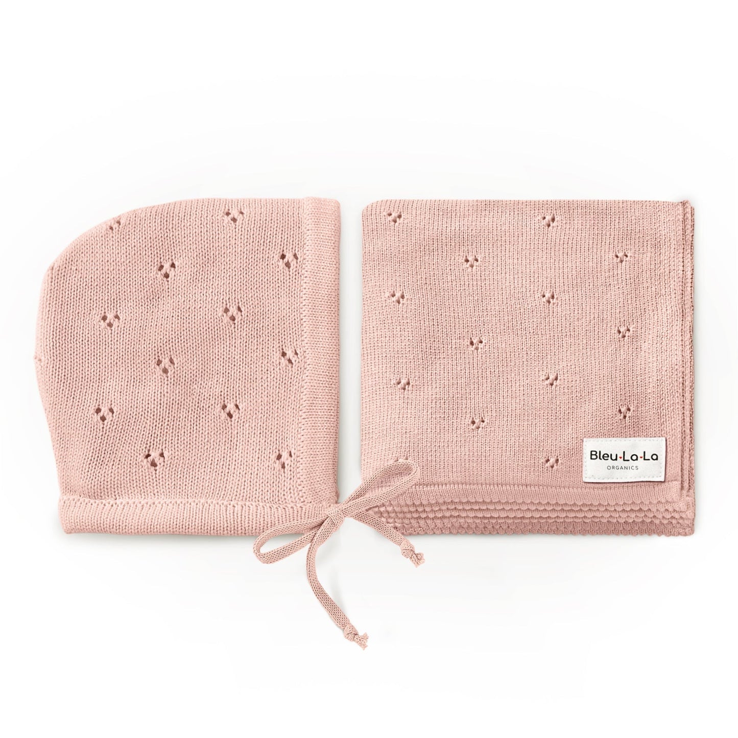 Organic Pointelle Swaddle Blanket and Hat Gift Set Bleu La La