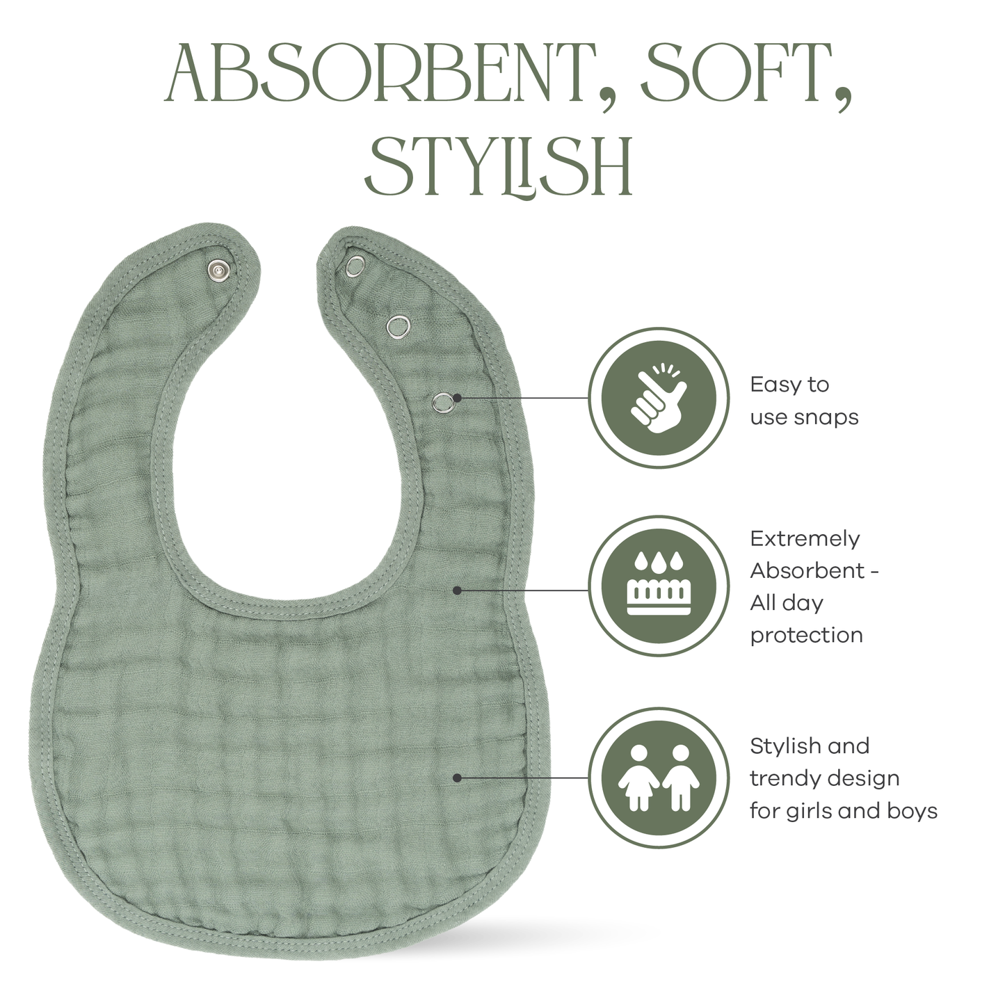 Comfy Cubs Fern Muslin Bibs For Babies Soft Drool Bibs Comfy Cubs Everetts Place: Online Boutique