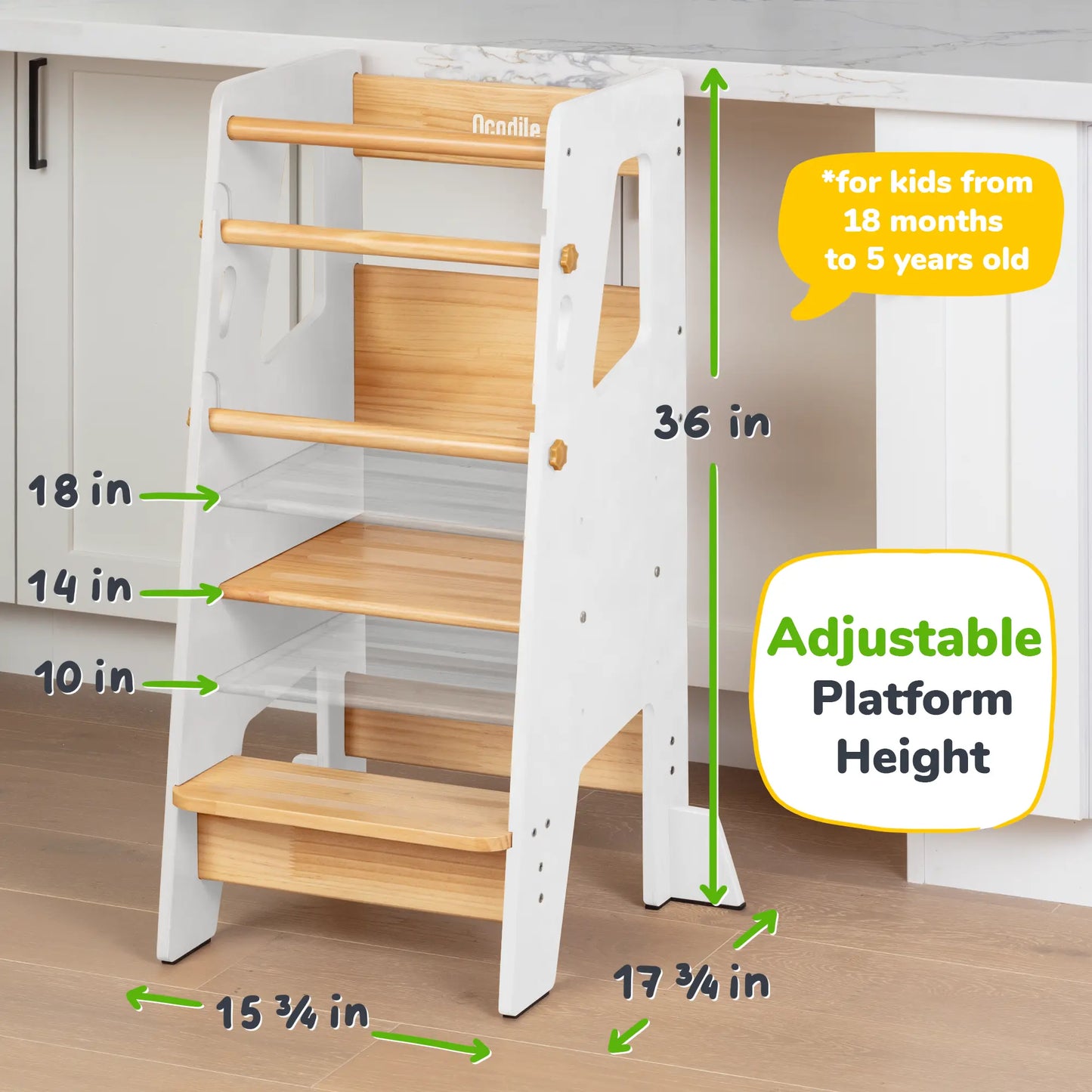 Toddler Standing Tower with Safe Climbing Bars for Independent Learning Ocodile.com