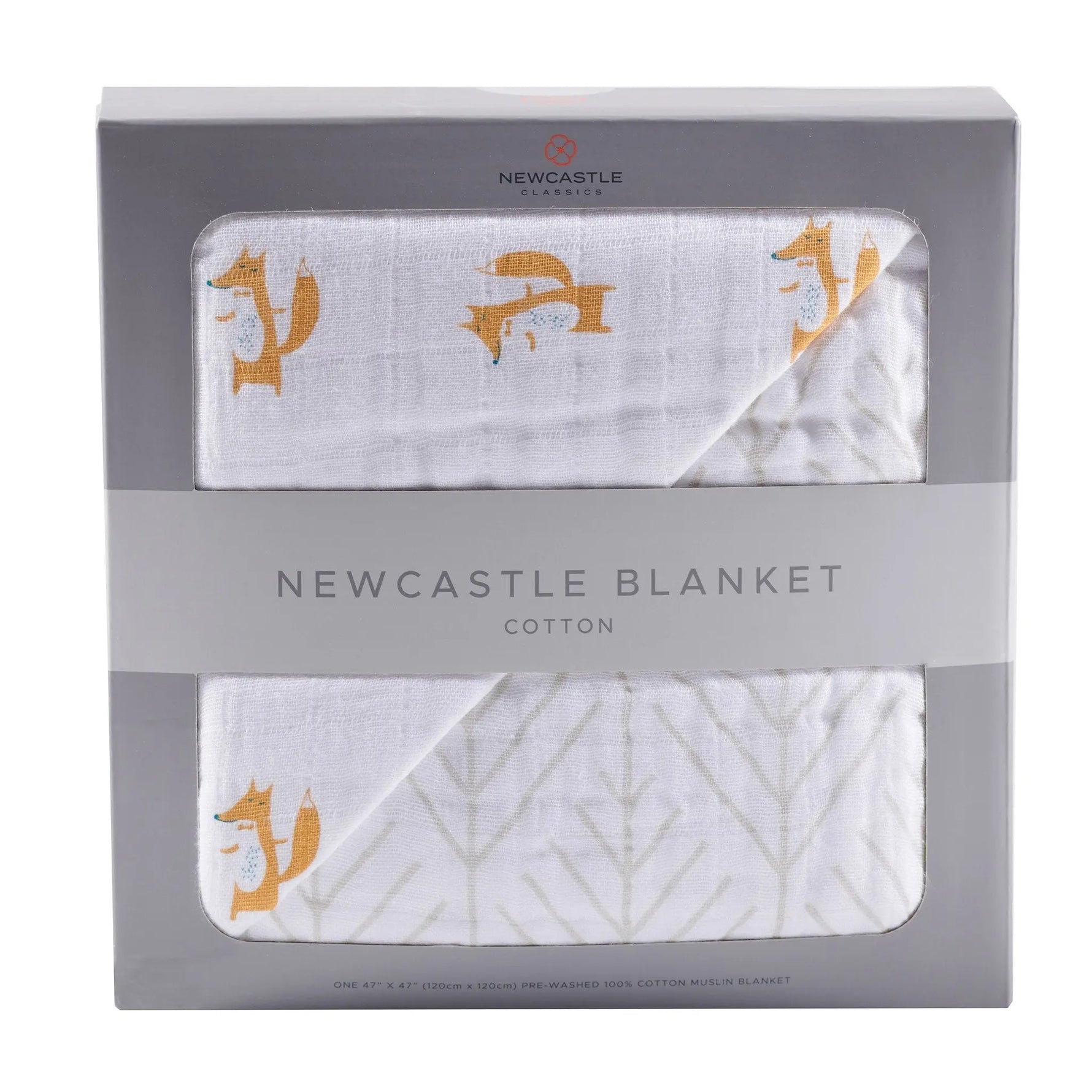 Newcastle Classics Fancy Fox Cotton Muslin Newcastle Blanket with Breathable Softness for Babies - Cotton Newcastle Blanket