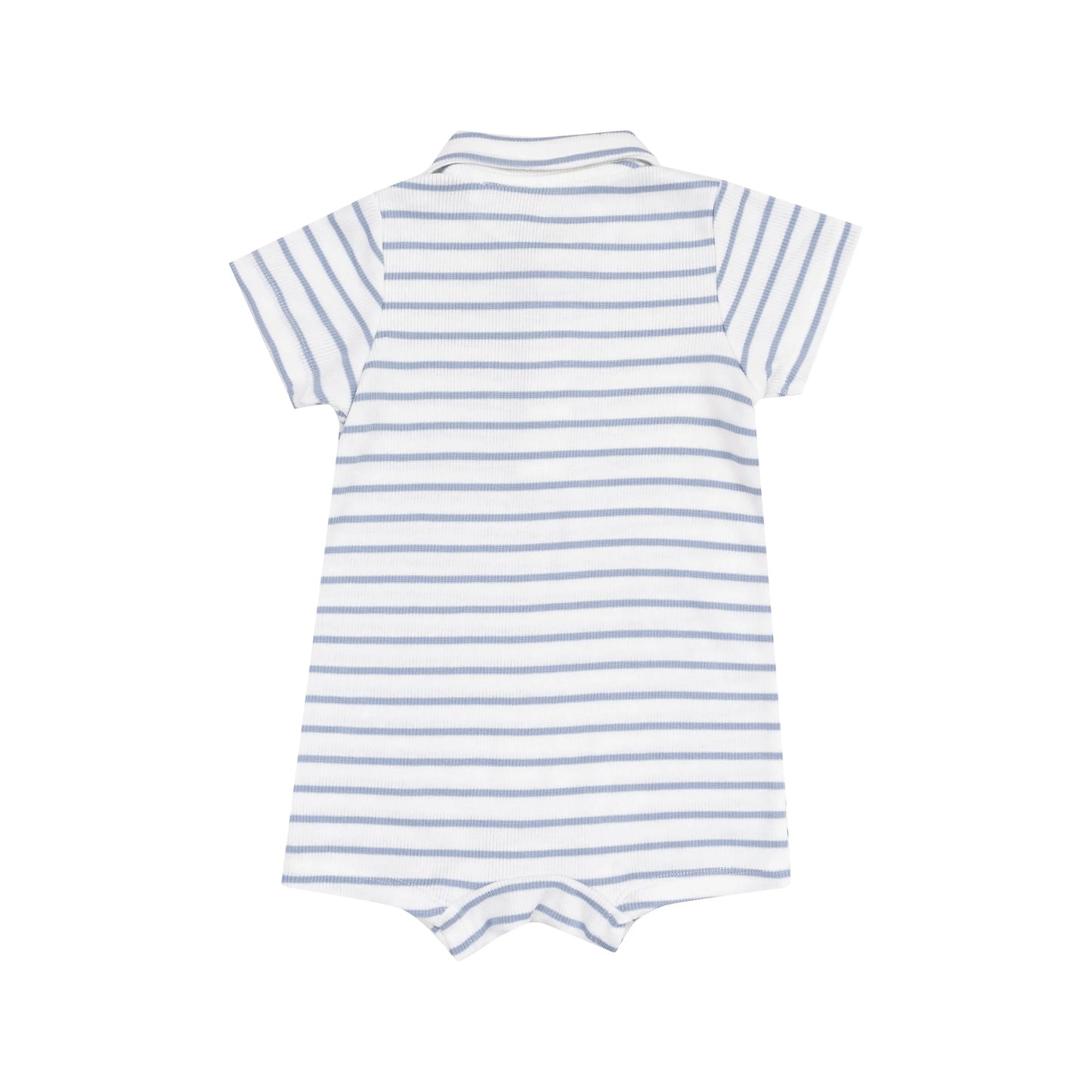Polo Shortie French Stripe Dusty Blue.