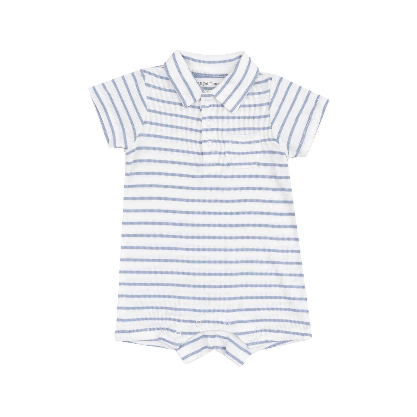 Polo Shortie French Stripe Dusty Blue.