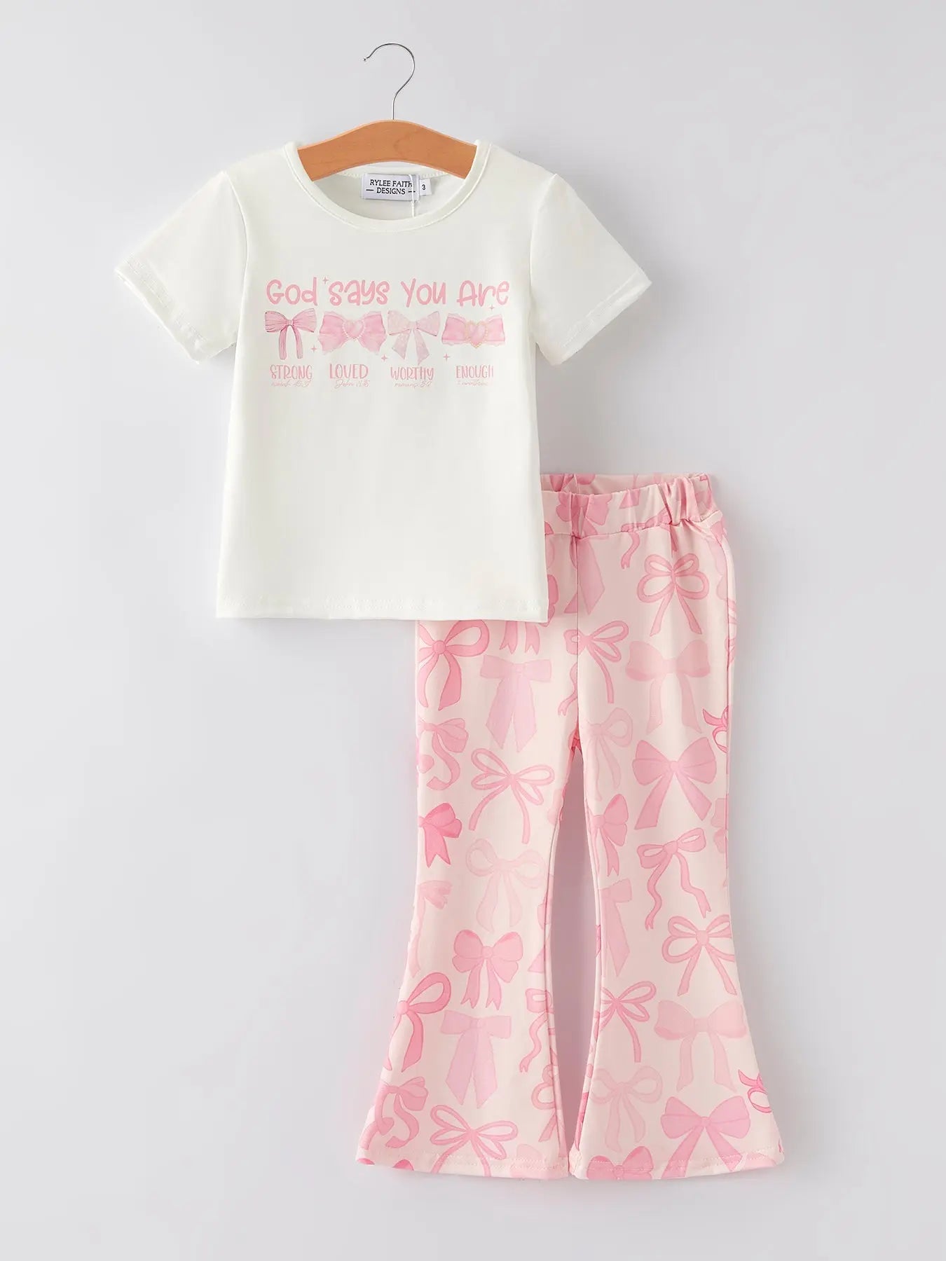 Girls Milk Silk Letters Bow Print Set Rylee Faith Designs