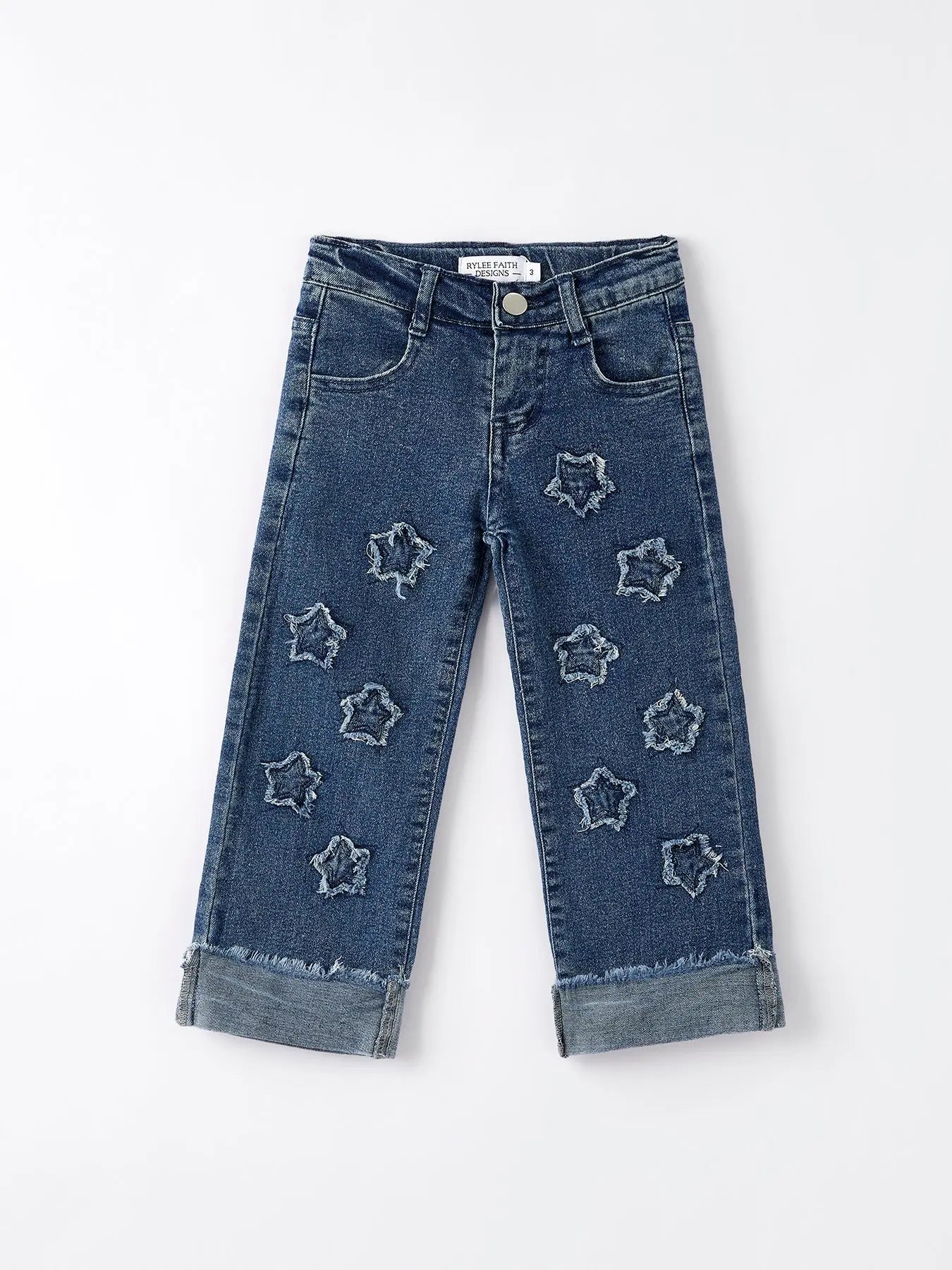 4th Of July Stylish Star Shaped Distressed Button Jeans Rylee Faith Designs