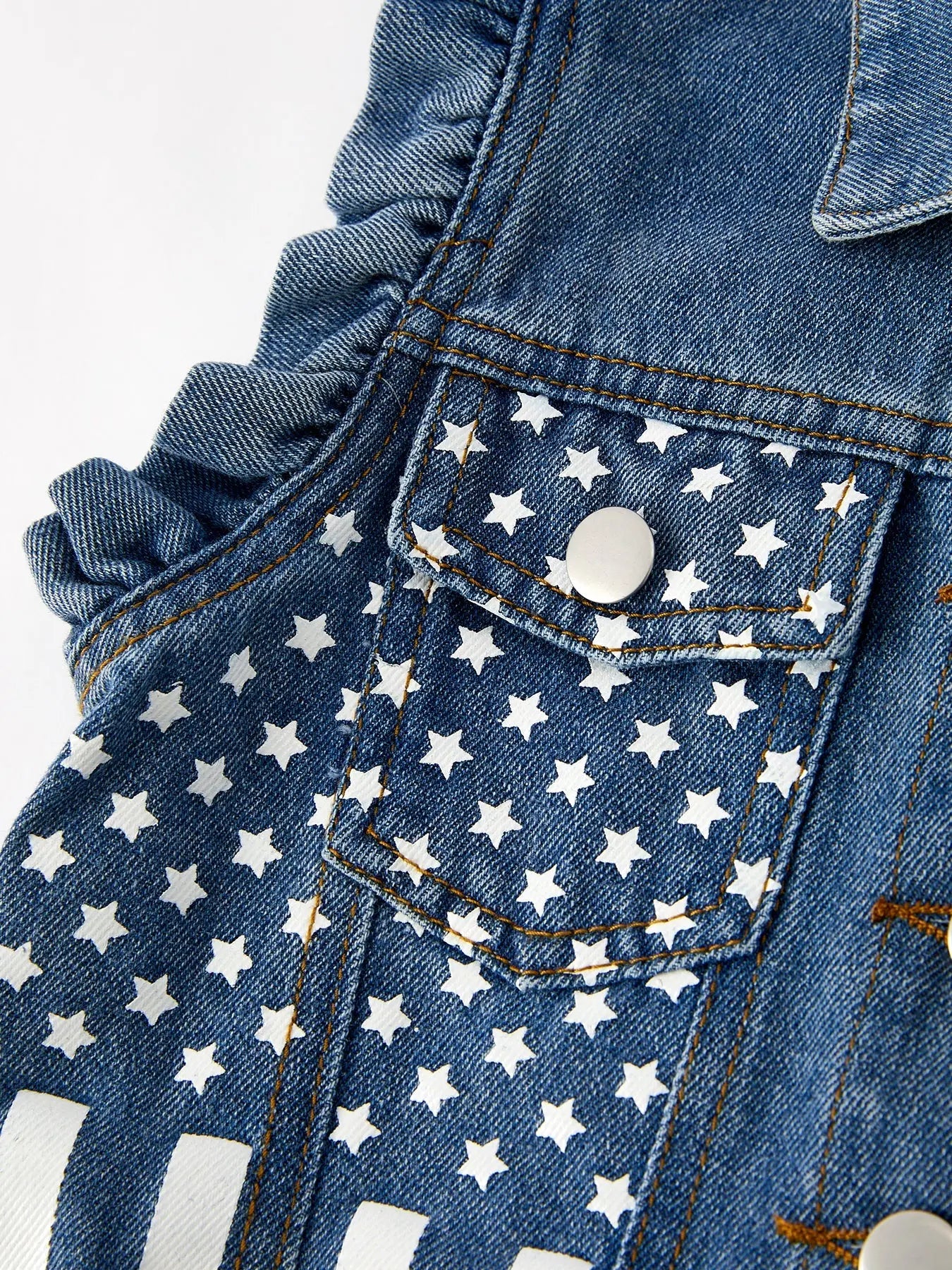 4th Of July Stars Stripes Denim Vest For Girls Rylee Faith Designs