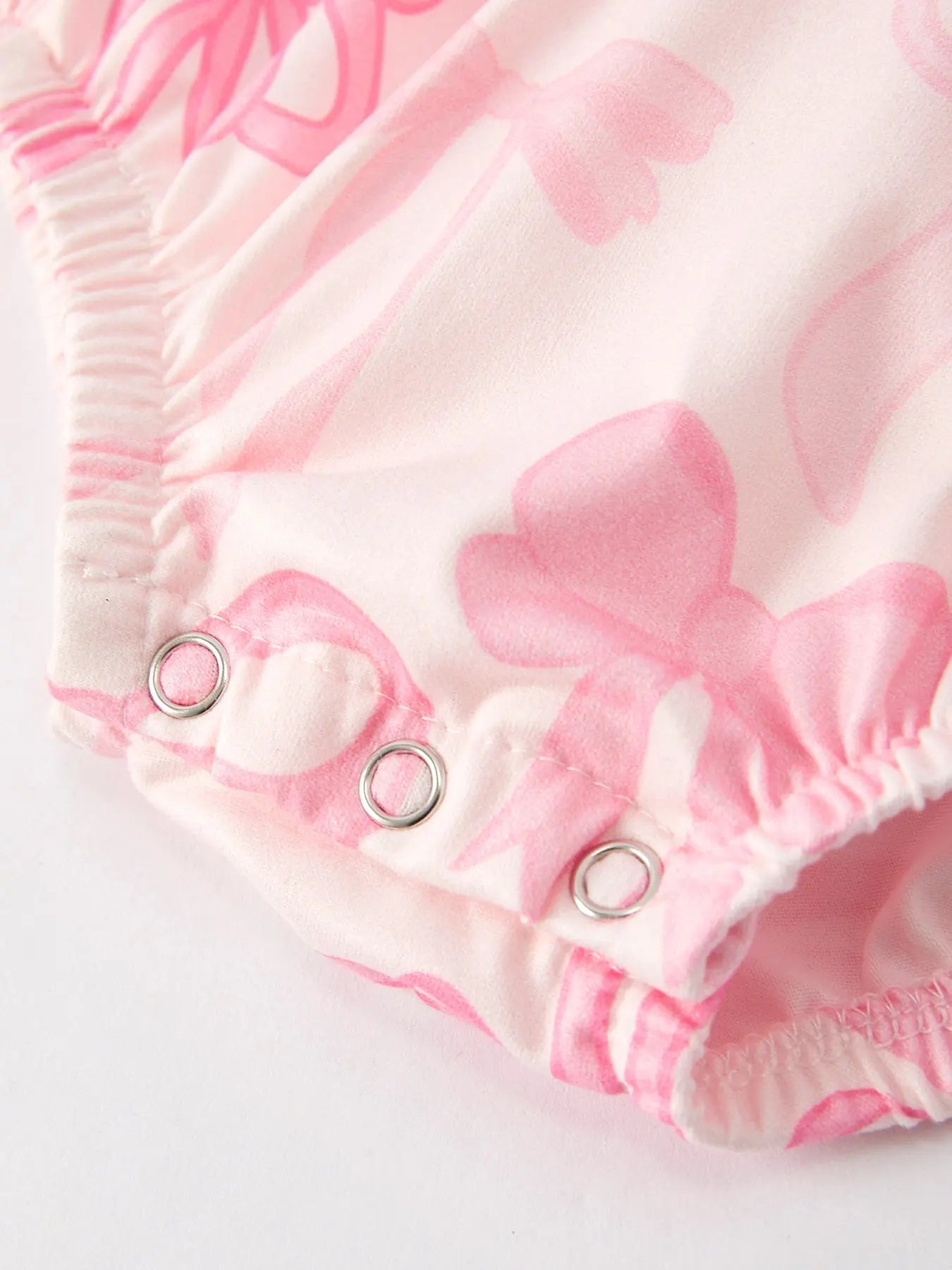 Girls Pink Bow Print Summer Romper Rylee Faith Designs