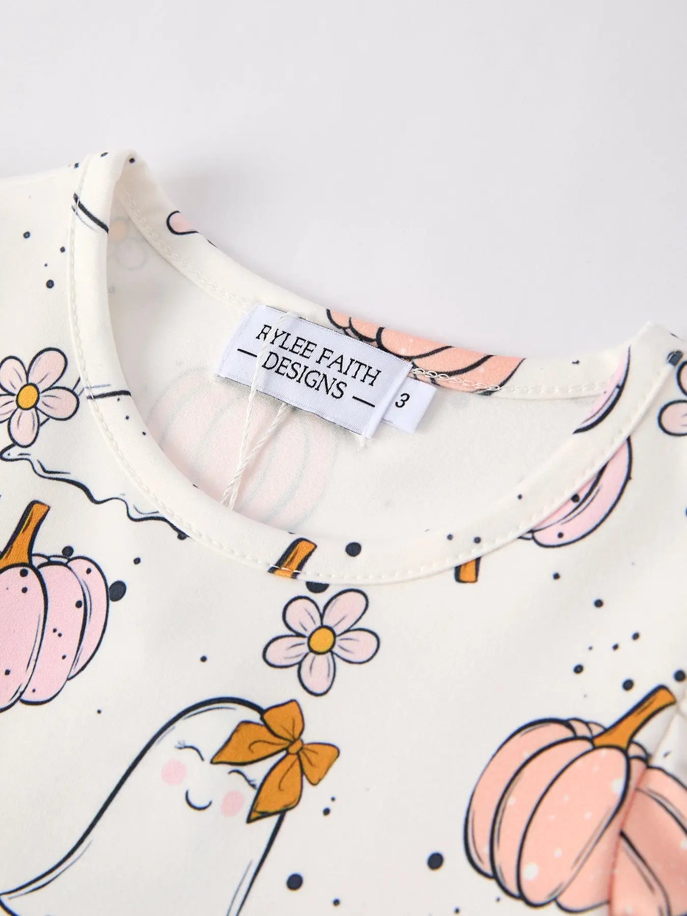 Adorable Halloween Pumpkin Ghost Print Dress for Cute Girls Rylee Faith Designs