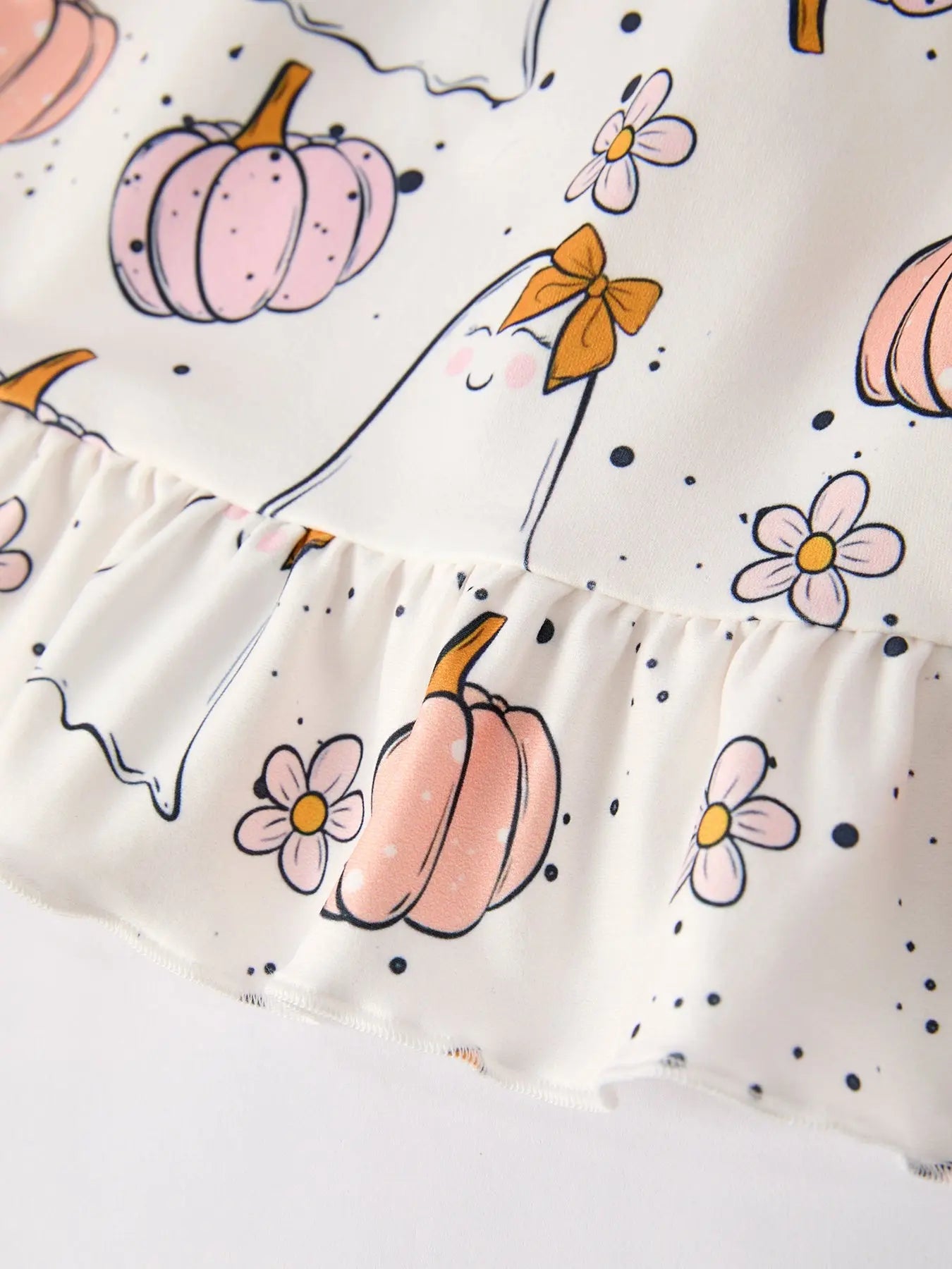 Adorable Halloween Pumpkin Ghost Print Dress for Cute Girls Rylee Faith Designs