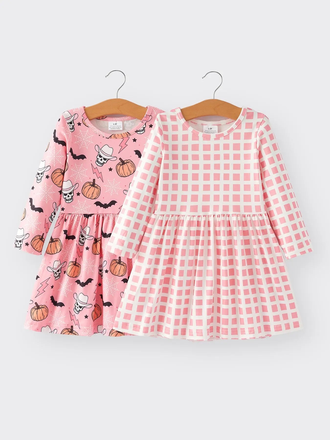 Rylee Faith Designs Colorful Plaid Ghost Print Dresses Set for Fun Halloween Celebrations - Apparel & Accessories > Clothing > Baby & Toddler Clothing > Baby & Toddler Dresses Dress