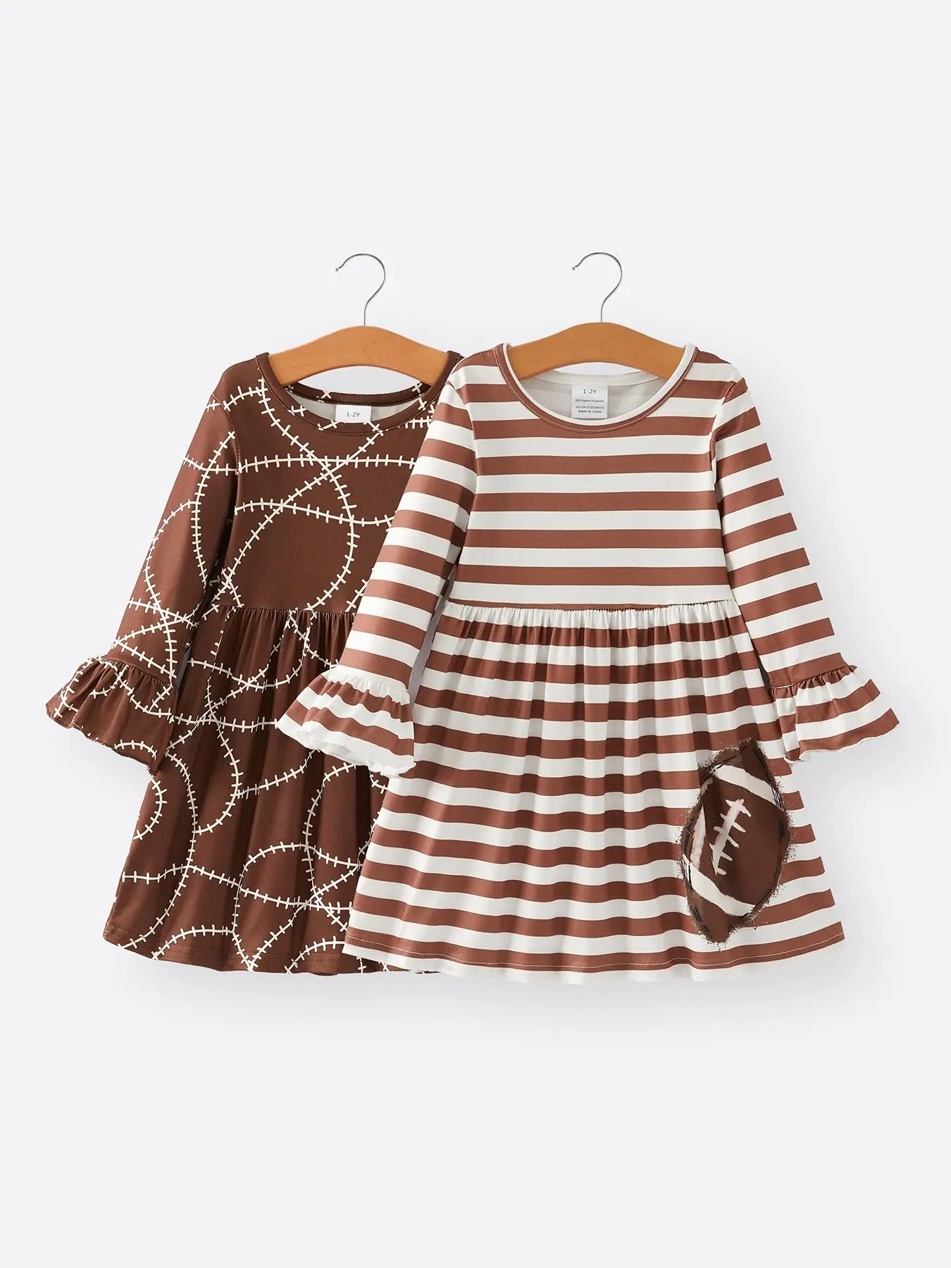 Chic Fall Girls 2-Piece Stripe Print Brown Dress Set for Trendy Kids Rylee Faith Designs