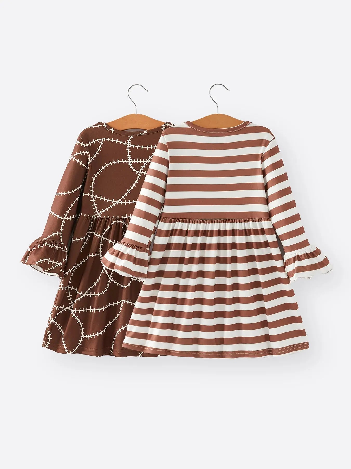 Chic Fall Girls 2-Piece Stripe Print Brown Dress Set for Trendy Kids Rylee Faith Designs