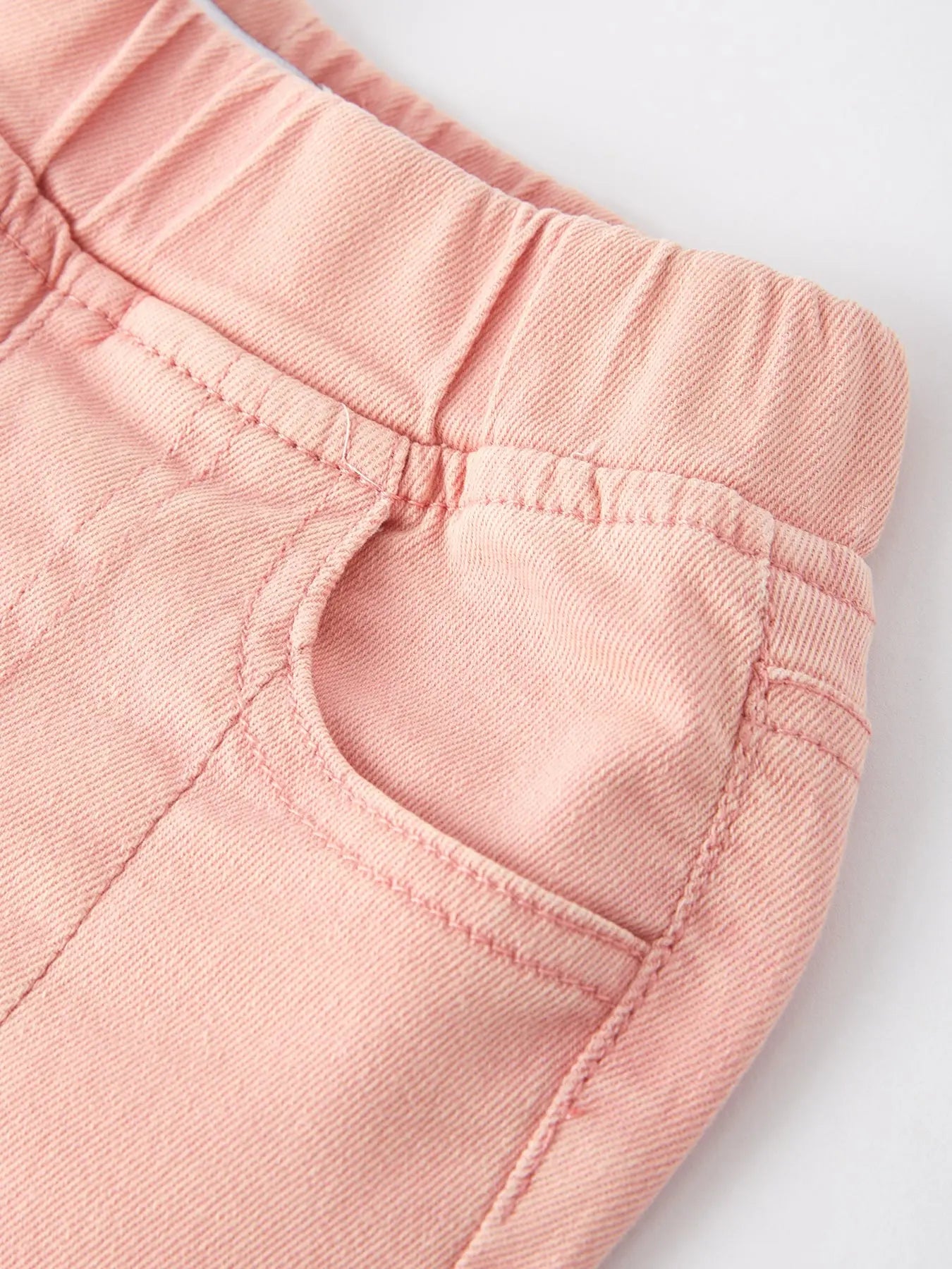 Girls Light Pink Bow Flared Elastic Denim Pants Rylee Faith Designs