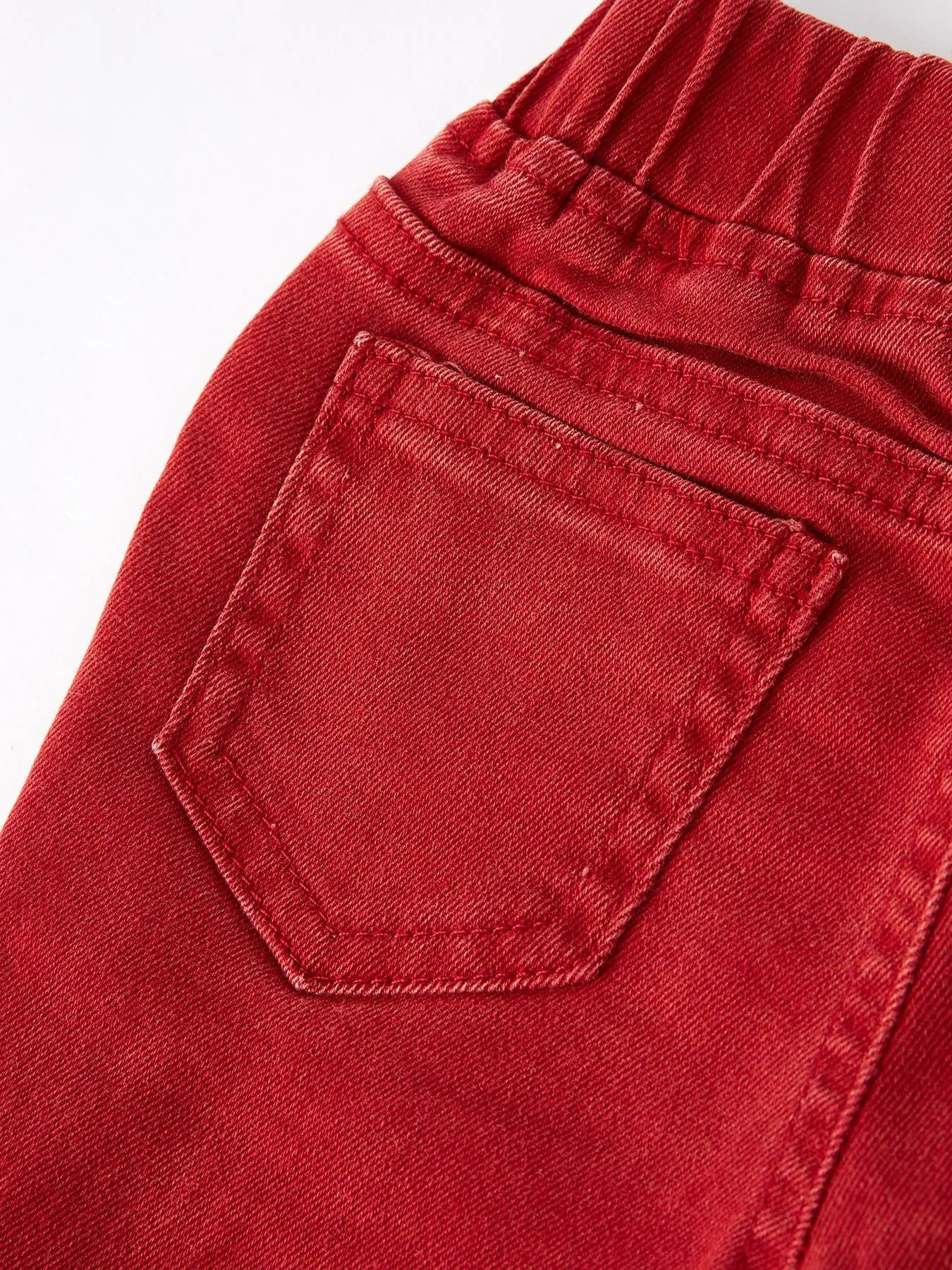Girls Red Bow Flared Elastic Denim Pants Rylee Faith Designs