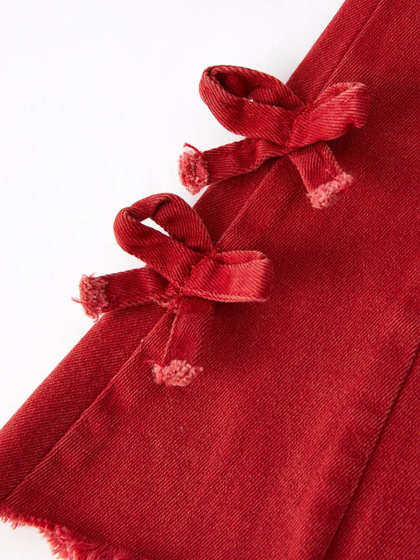 Girls Red Bow Flared Elastic Denim Pants Rylee Faith Designs