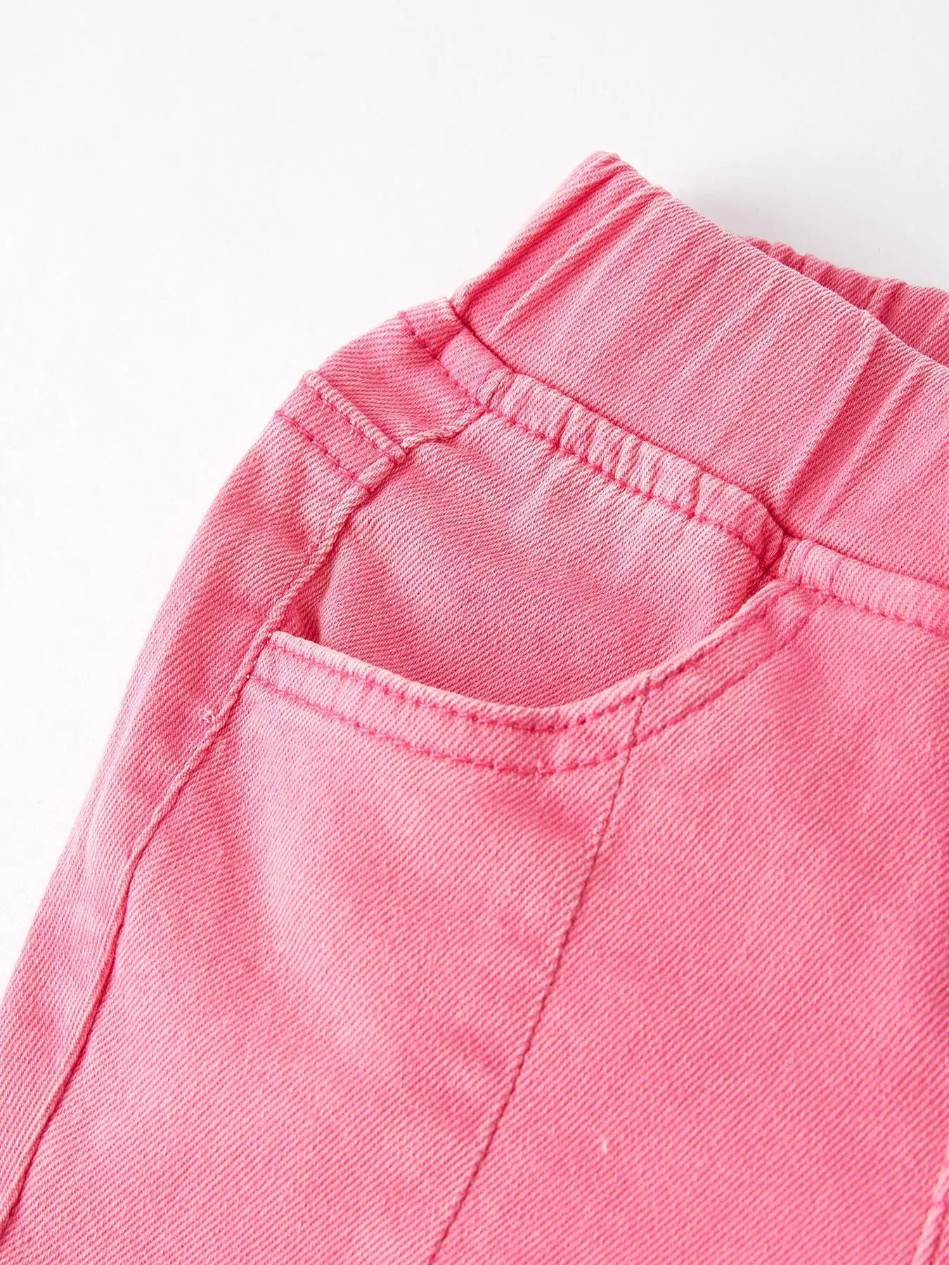 Girls Pink Bow Flared Elastic Denim Pants Rylee Faith Designs