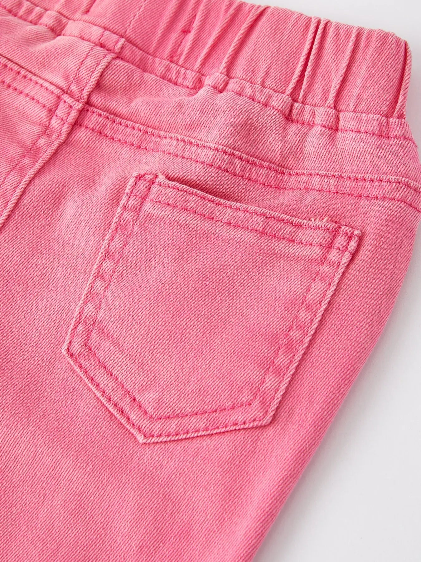 Girls Pink Bow Flared Elastic Denim Pants Rylee Faith Designs