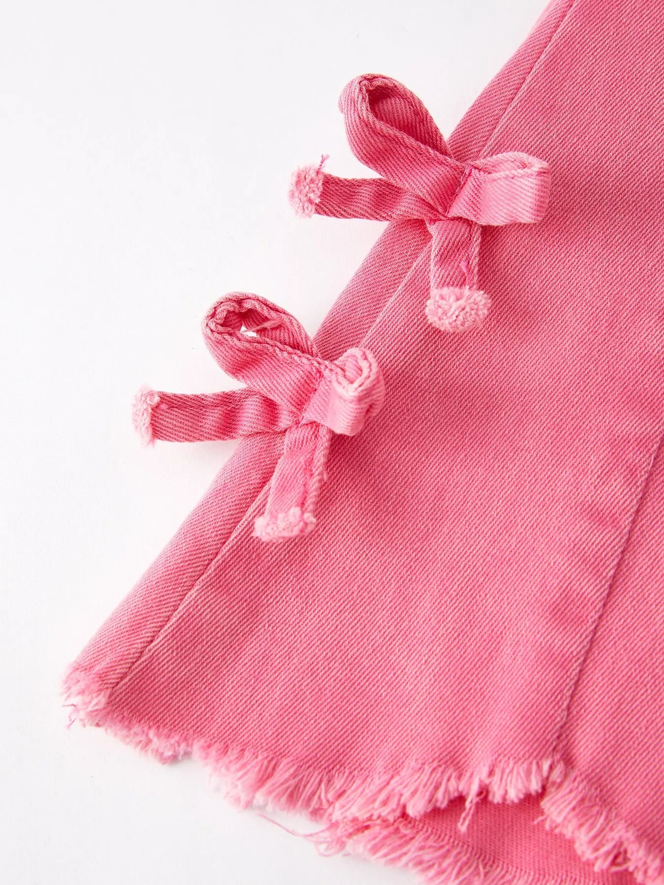 Girls Pink Bow Flared Elastic Denim Pants Rylee Faith Designs
