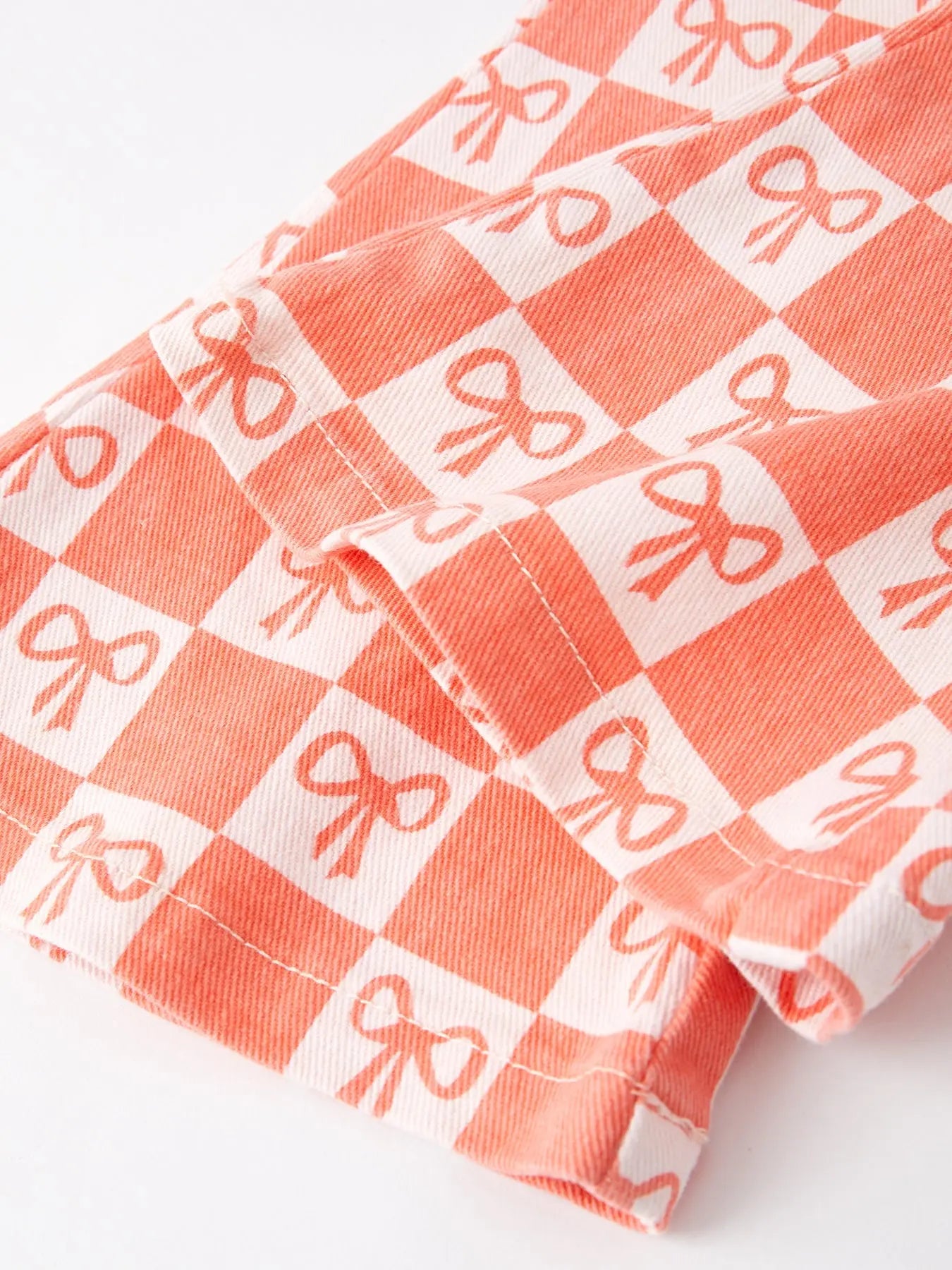 Girls Orange Bow Print Plaid Flared Jeans Rylee Faith Designs