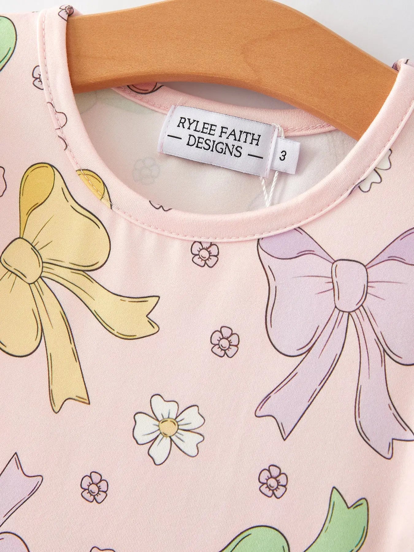 Colorful Bow Print Ruffles Girls Dress for Celebrations Rylee Faith Designs