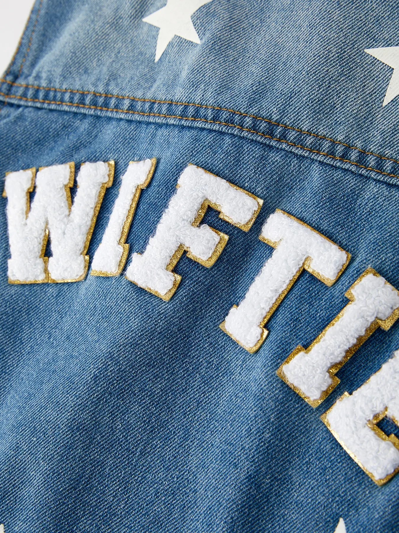 Swiftie Girls Denim Vest with Embroidered Patch Rylee Faith Designs