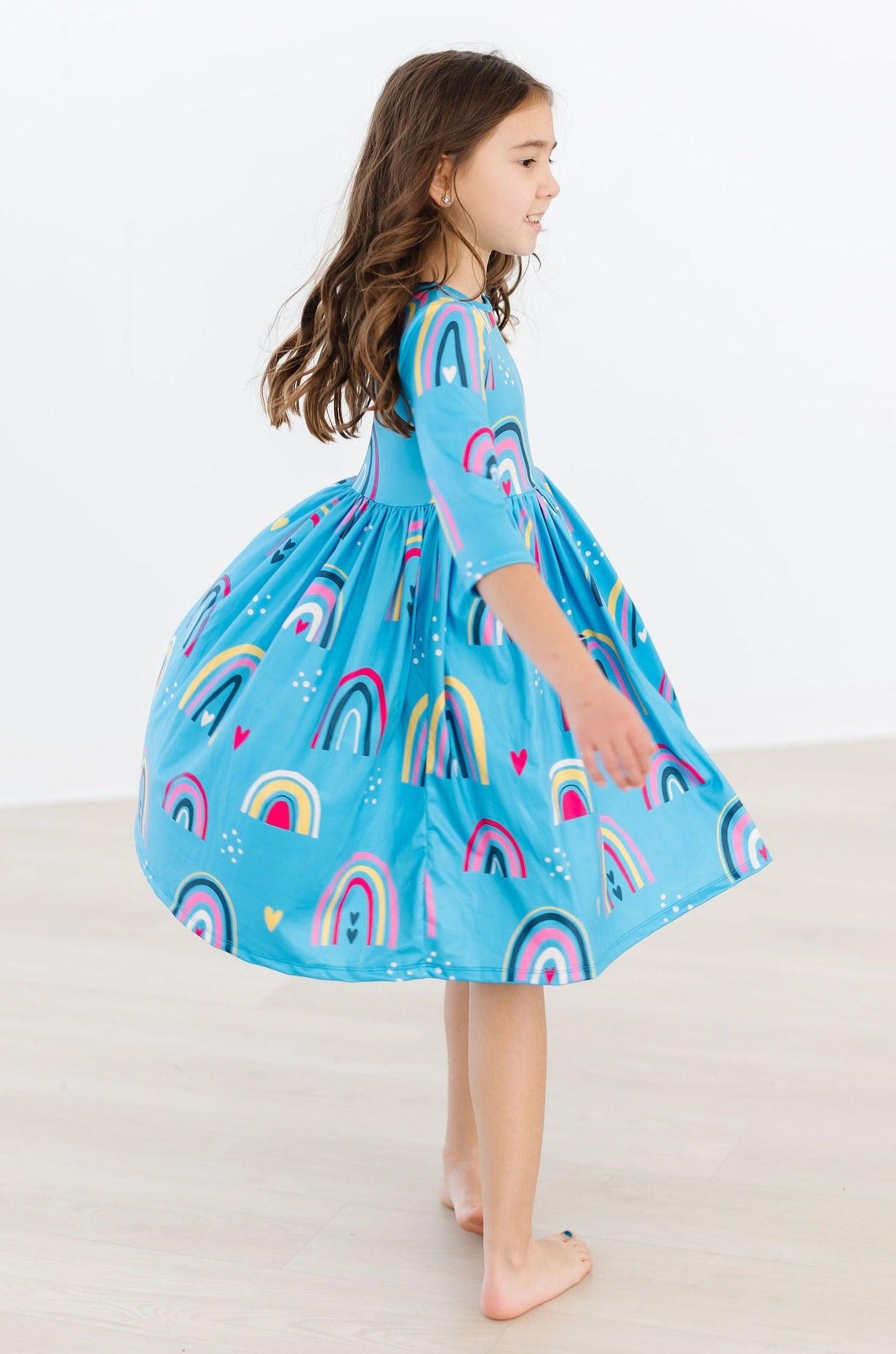 Mila & Rose ® Turquoise Twirl Dress With Pockets Threequarter Sleeve - Apparel & Accessories > Clothing > Dresses Twirl Pocket Dress 3/4
