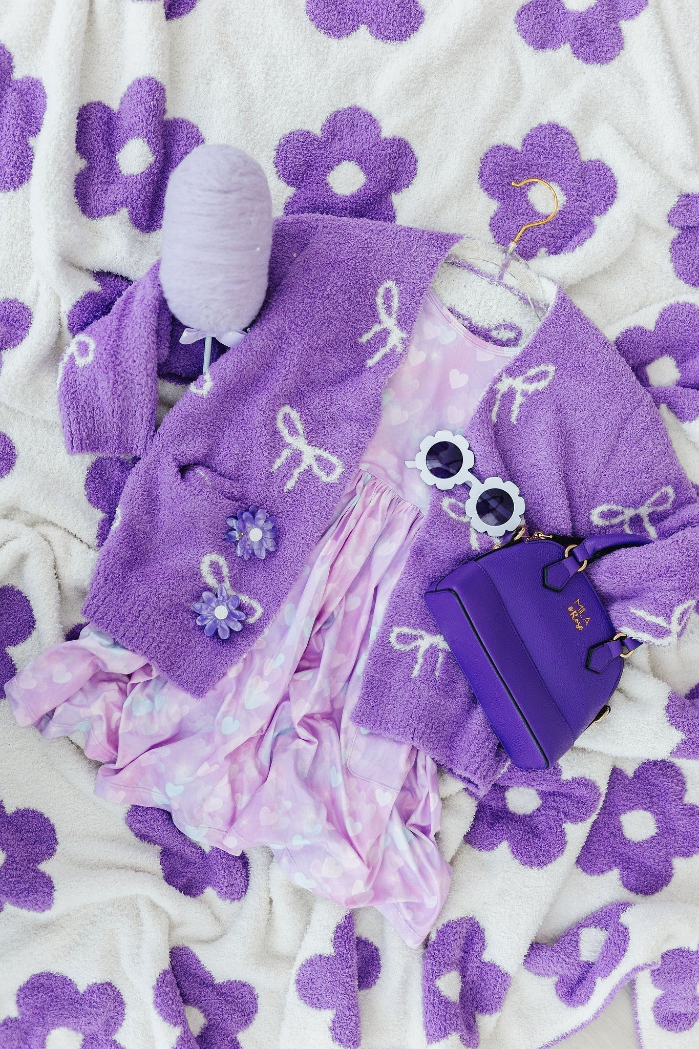 Mila & Rose ® Lilac Coconut Bow Cozy Cardigan For Girls Winter Wear - Apparel & Accessories > Clothing > Clothing Tops > Cardigans Cozy Cardigan