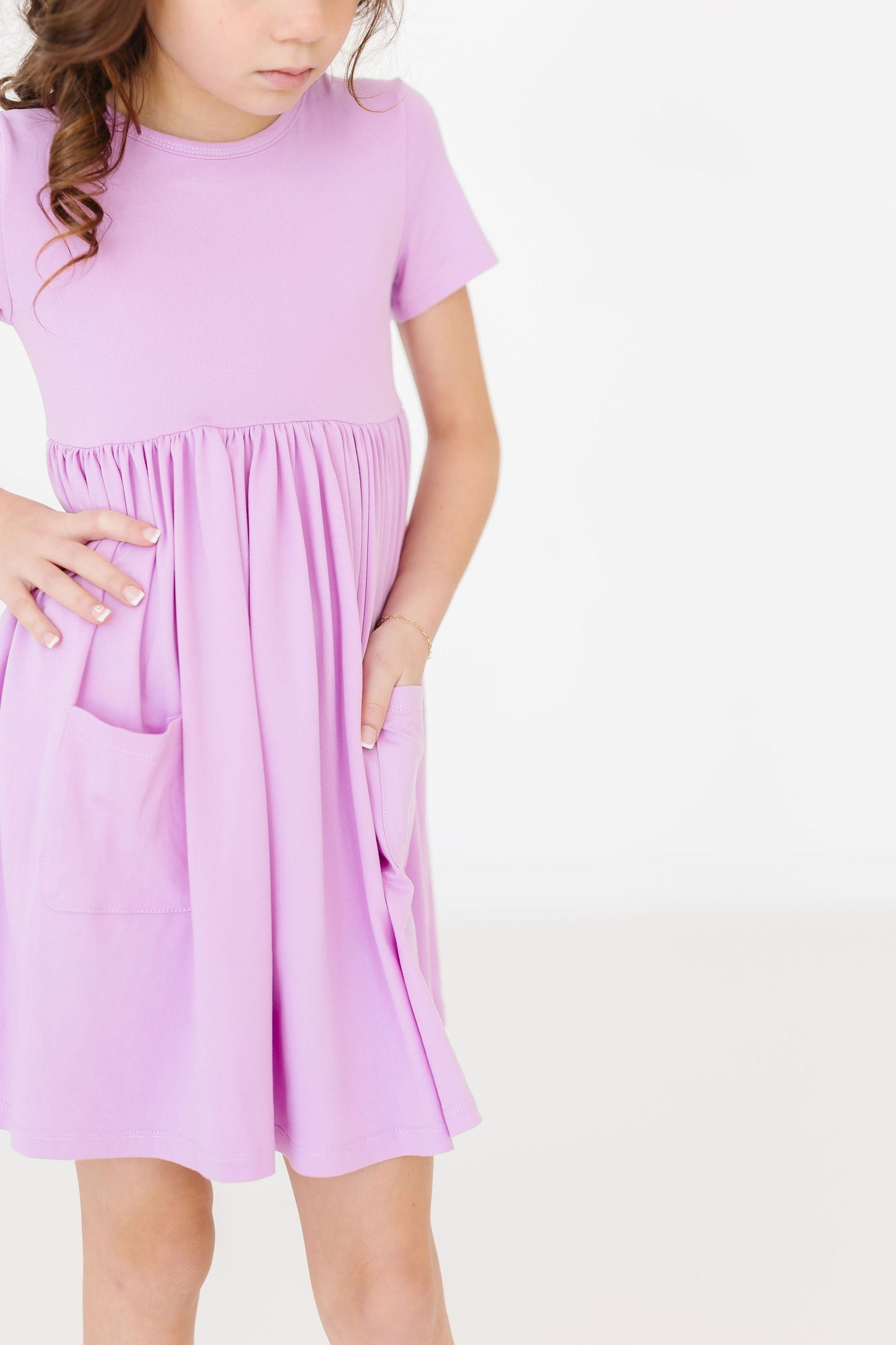 Mila & Rose ® Bright Lilac Short Sleeve Pocket Twirl Dress for Girls - Apparel & Accessories > Clothing > Dresses Twirl Pocket Dress S/S