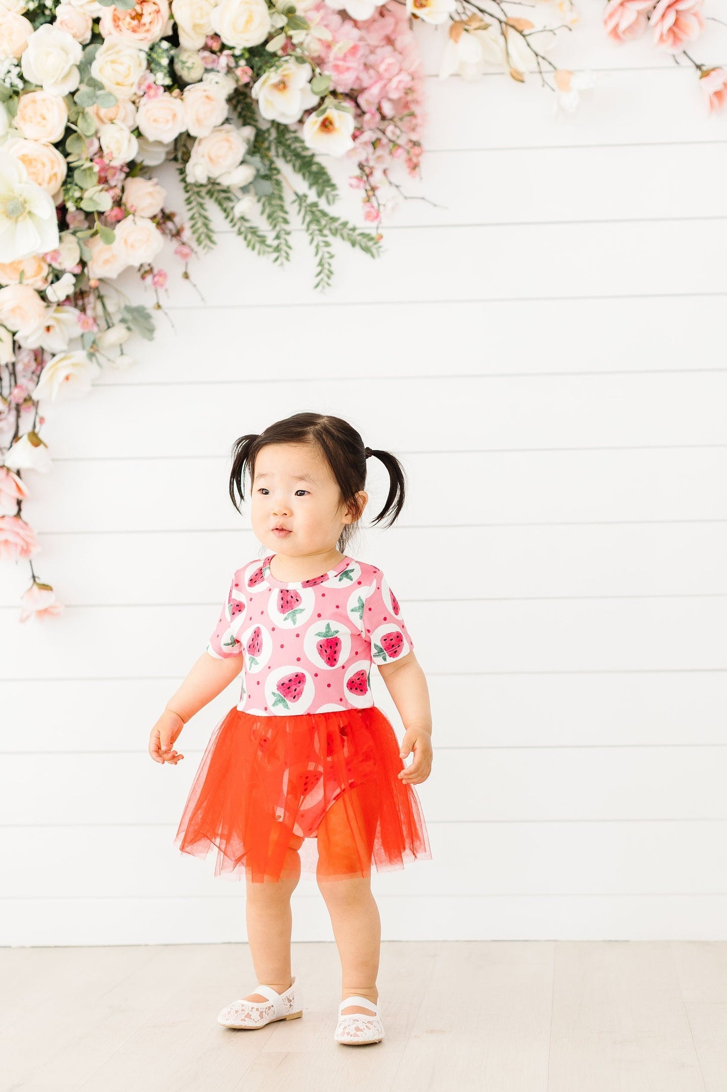 Mila & Rose ® On Sale Strawberry Fields Tutu Bodysuit For Baby Girls - Apparel & Accessories > Clothing > Baby & Toddler Clothing > Baby & Toddler Dresses Tutu Bodysuit