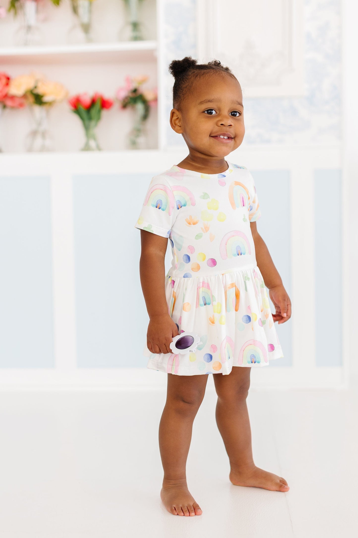Mila & Rose ® Sale Watercolor Rainbows Twirl Bodysuit For Baby Girls - Apparel & Accessories > Clothing > Baby & Toddler Clothing > Baby & Toddler Dresses Twirl Bodysuit - S/S