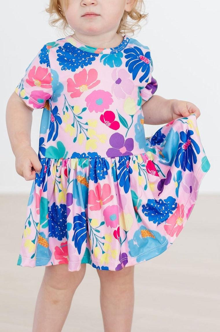 Mila & Rose ® Dahlia Dreams SS Twirl Baby Bodysuit Snap Closure Polyester - Apparel & Accessories > Clothing > Baby & Toddler Clothing > Baby & Toddler Dresses Twirl Bodysuit - S/S