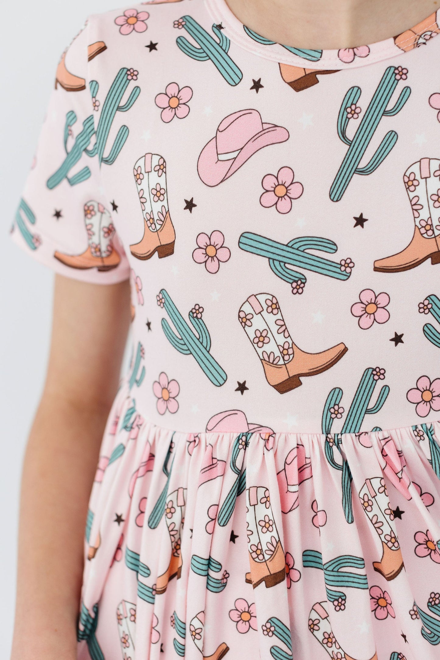 Mila & Rose ® Cactus Cowgirl Short Sleeve Pocket Twirl Dress For Girls - Apparel & Accessories > Clothing > Dresses Twirl Pocket Dress S/S