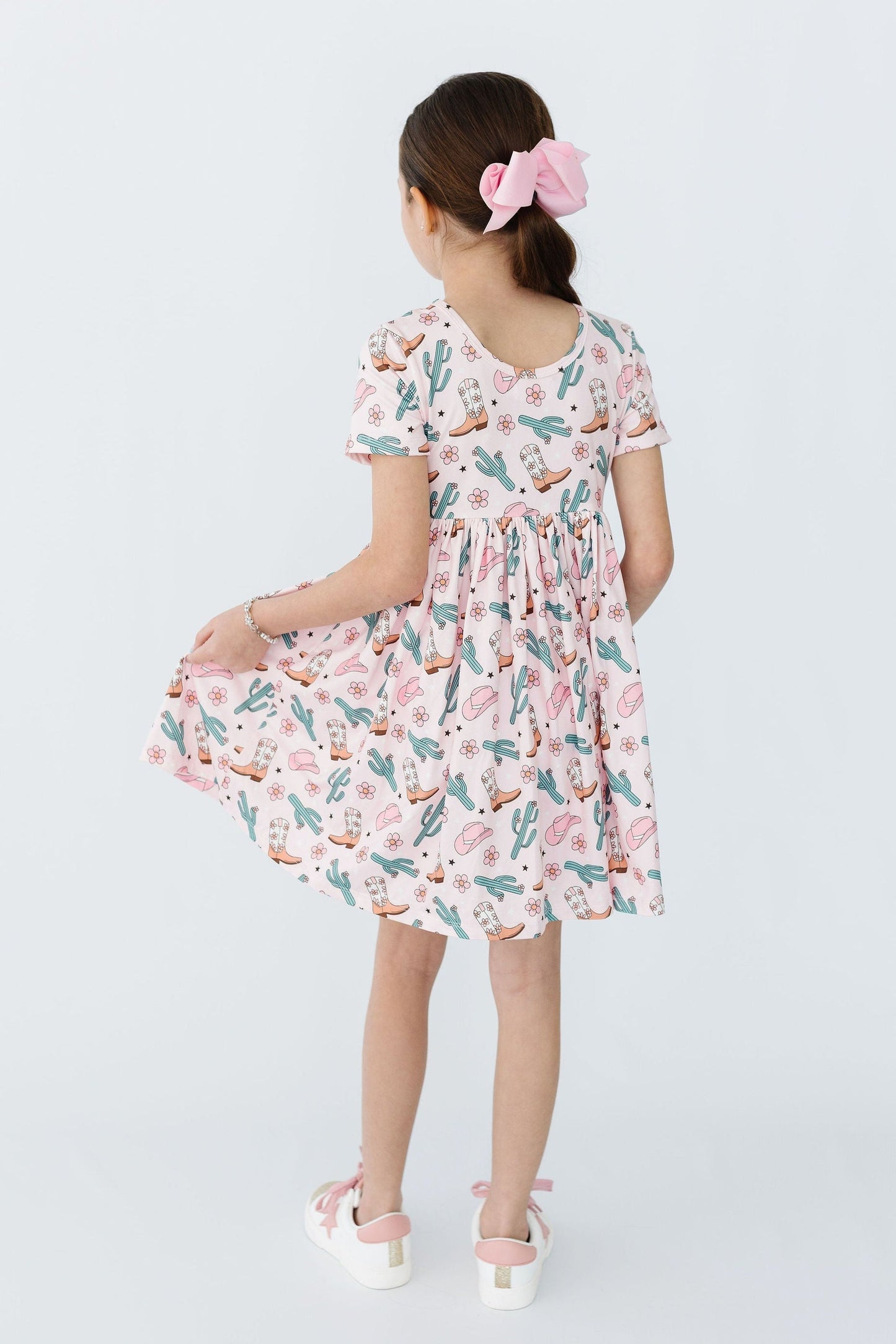Mila & Rose ® Cactus Cowgirl Short Sleeve Pocket Twirl Dress For Girls - Apparel & Accessories > Clothing > Dresses Twirl Pocket Dress S/S