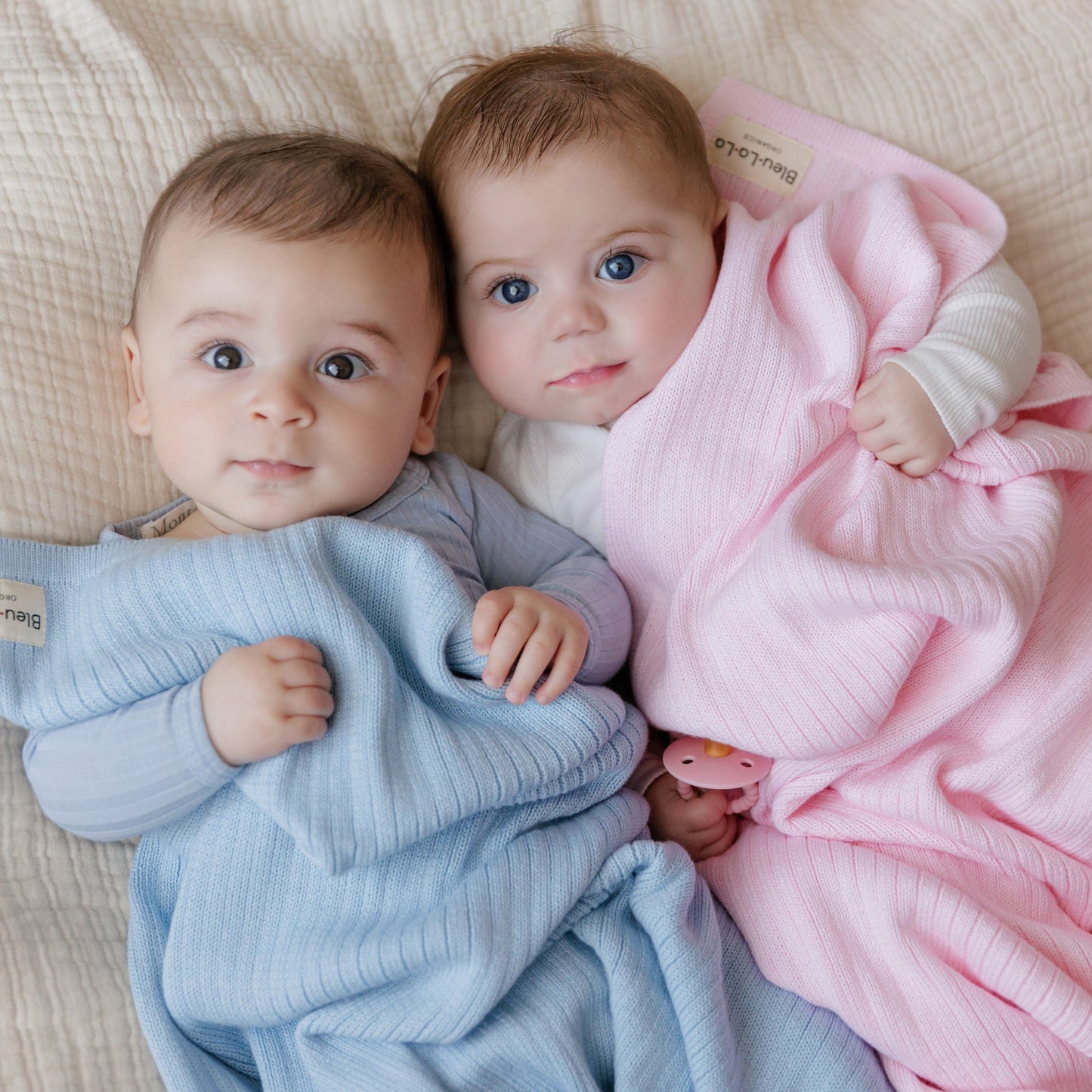 Organic Ribbed Knit Cotton Baby Blanket Made from 100 Percent Organic Cotton Bleu La La
