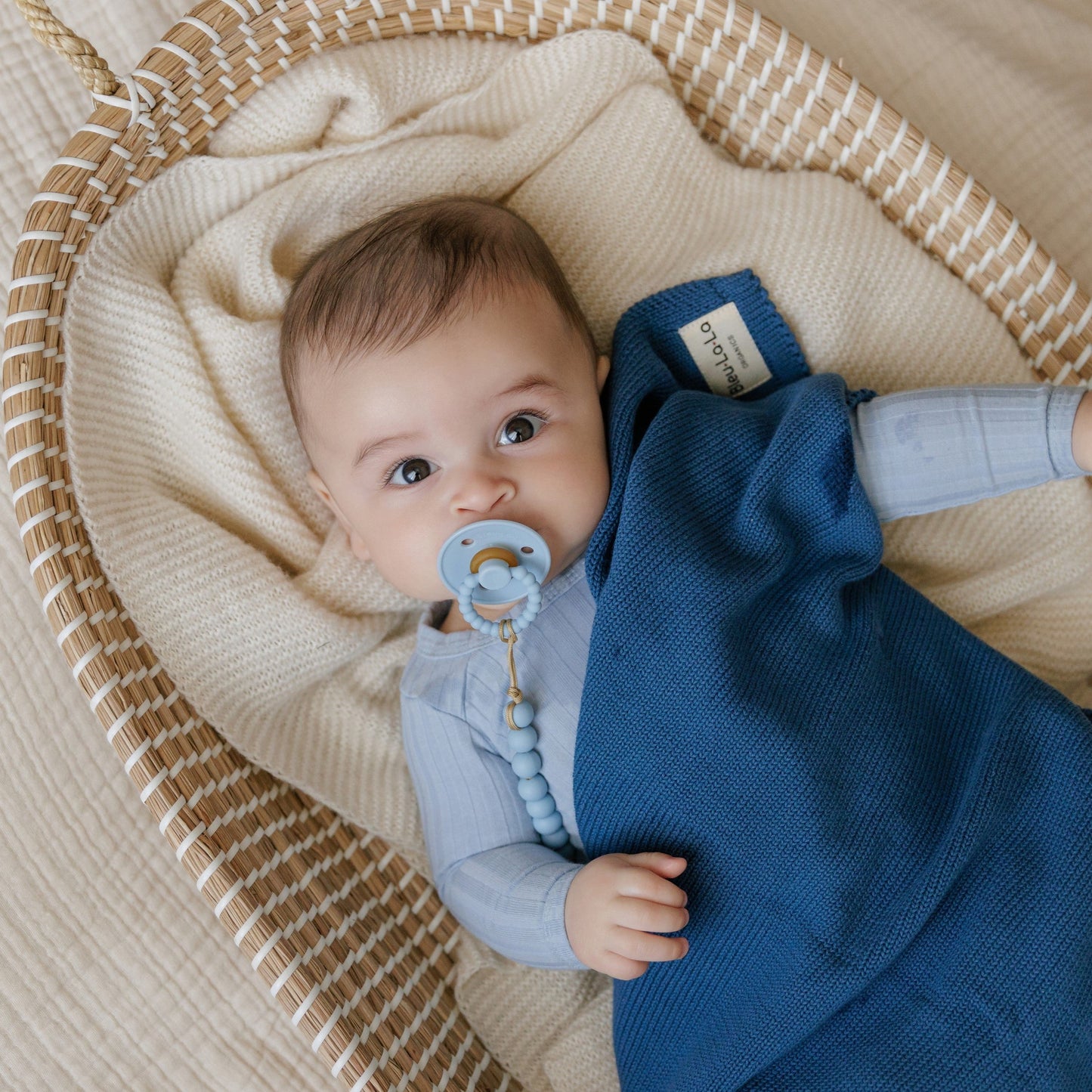 Luladream Pacifier and Clip Sets with Teething Handle for Comfort and Safety Bleu La La