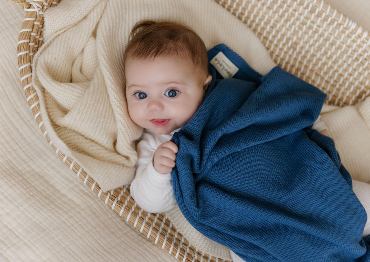 100 Percent Cotton Organic Luxe Baby Blanket Bleu La La