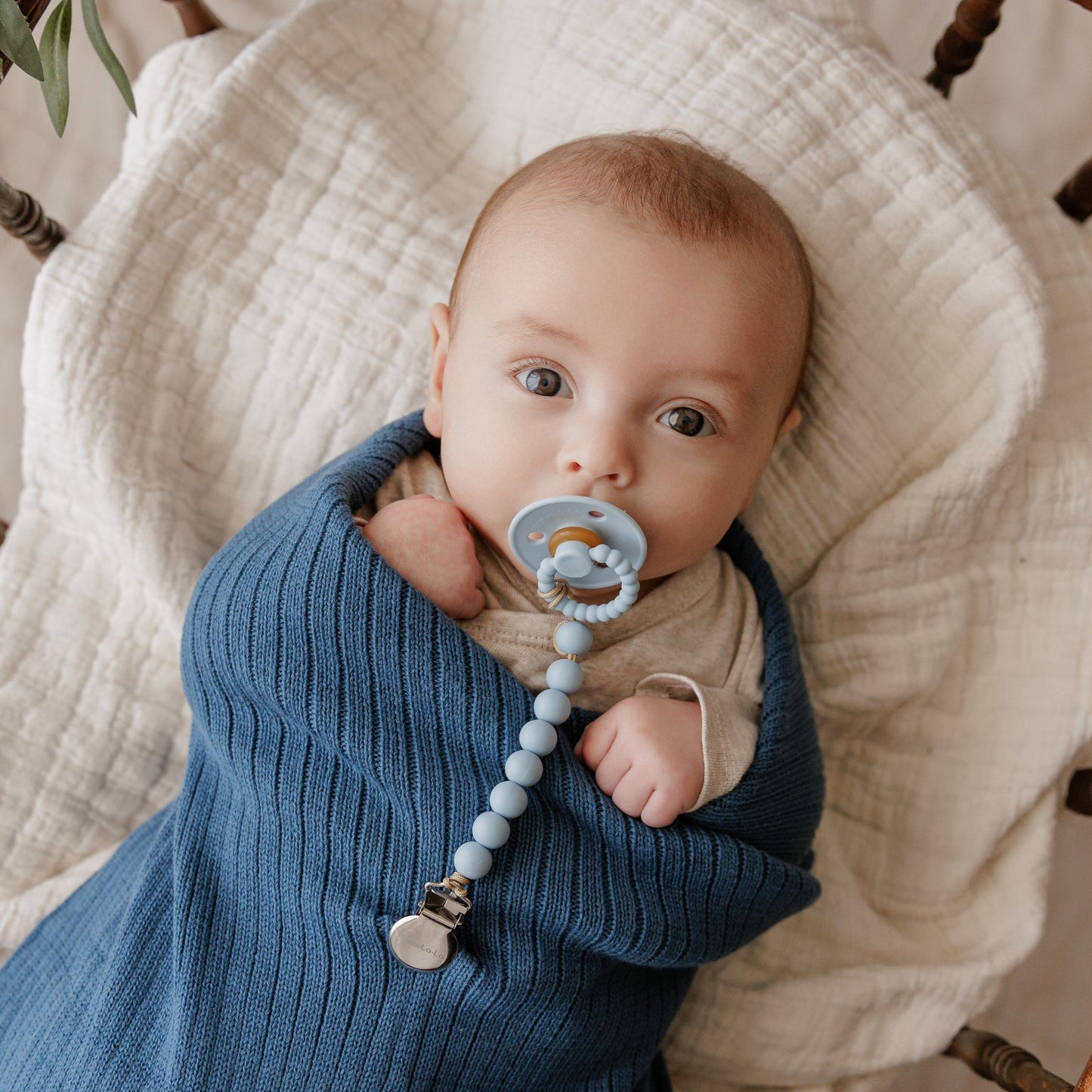 Luladream Pacifier and Clip Sets with Teething Handle for Comfort and Safety Bleu La La