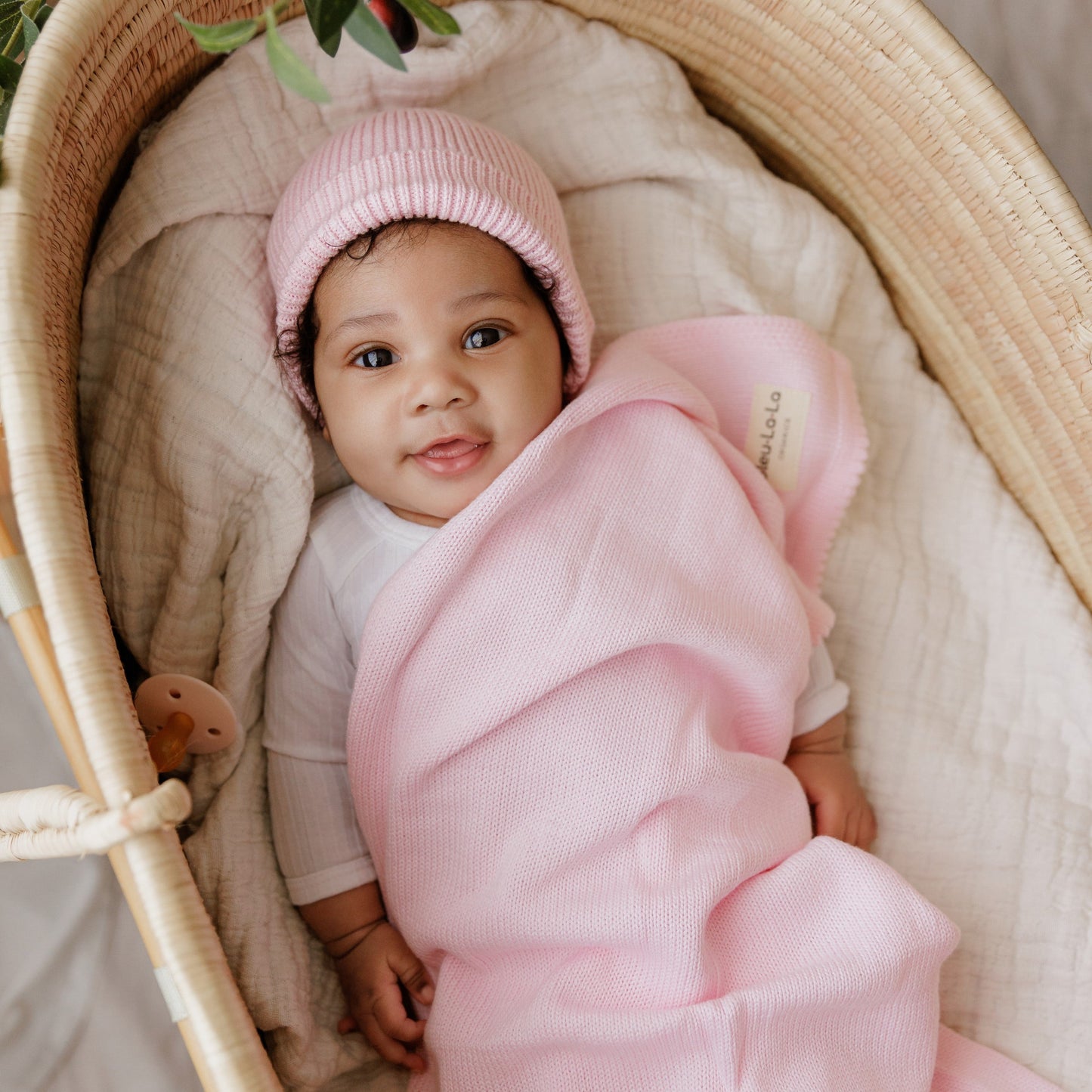 Luxe Collection 100 Percent Organic Cotton Luxury Knit Baby Blanket Bleu La La