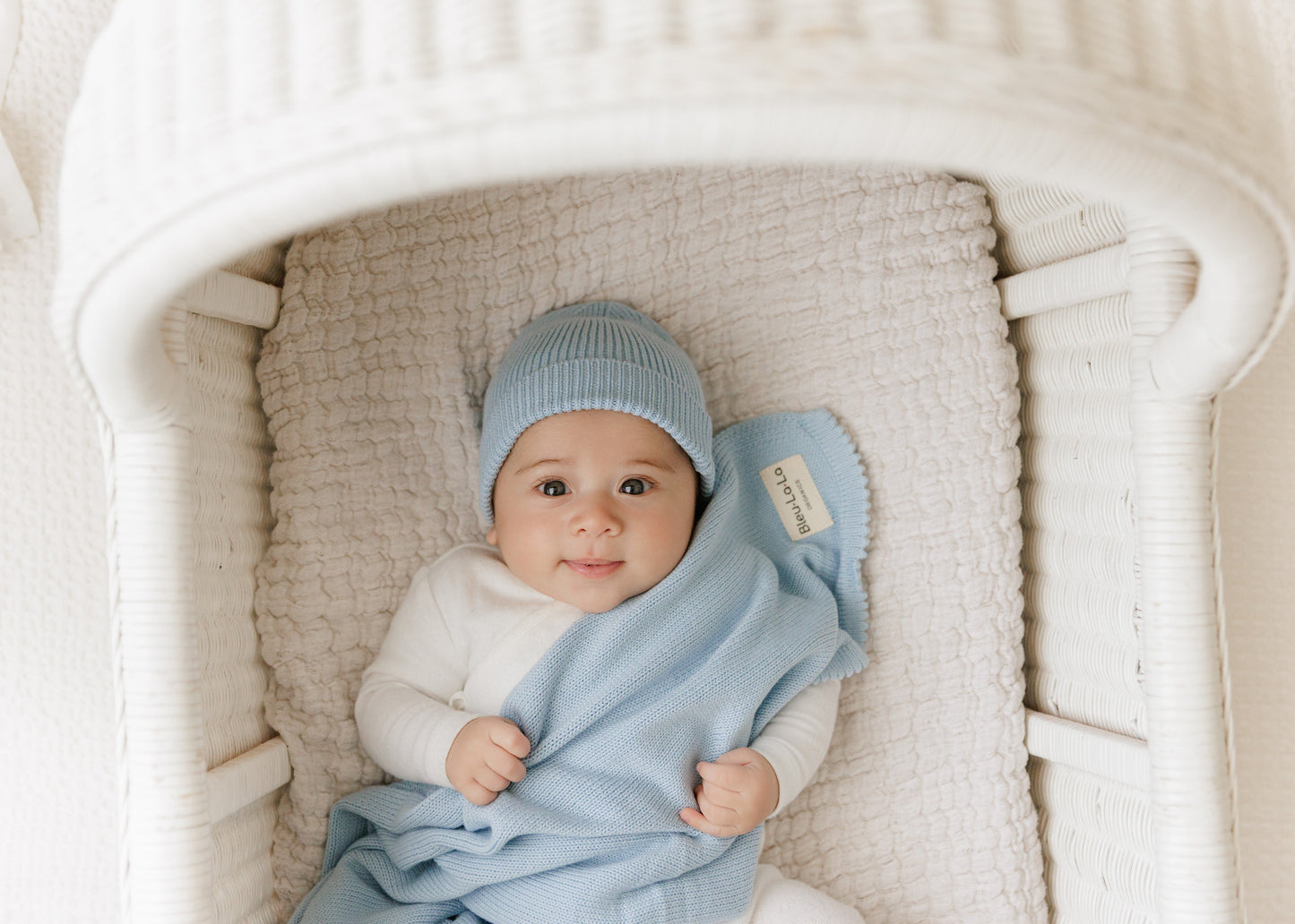 Luxe Collection 100 Percent Organic Cotton Luxury Knit Baby Blanket Bleu La La